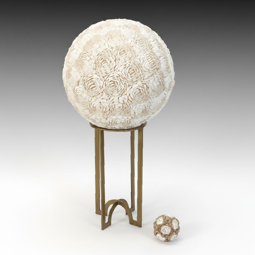 Seashell Clamrose Lamp Cover with Brass Stand and Other Clam Shell Orb