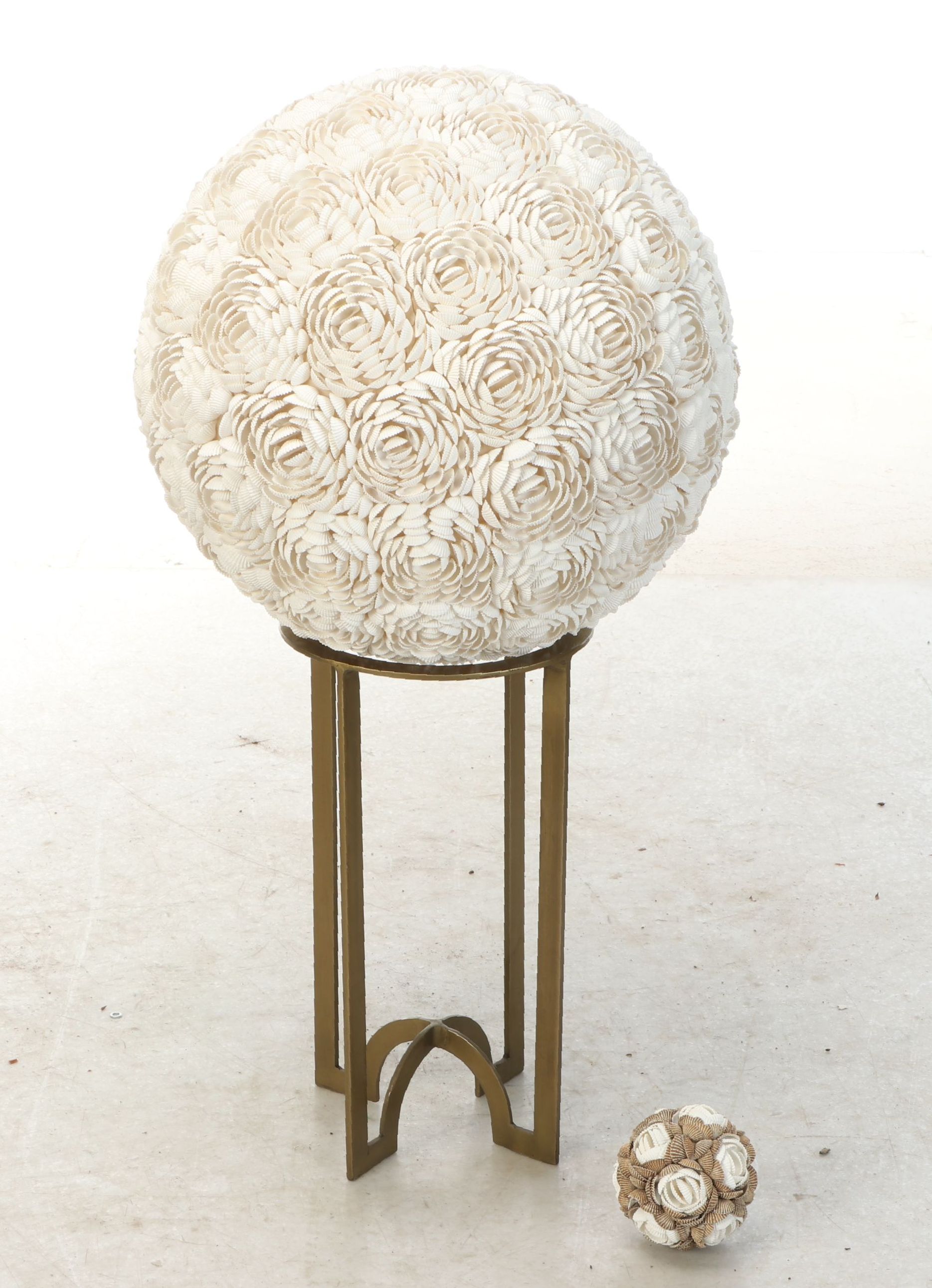 Seashell Clamrose Lamp Cover with Brass Stand and Other Clam Shell Orb