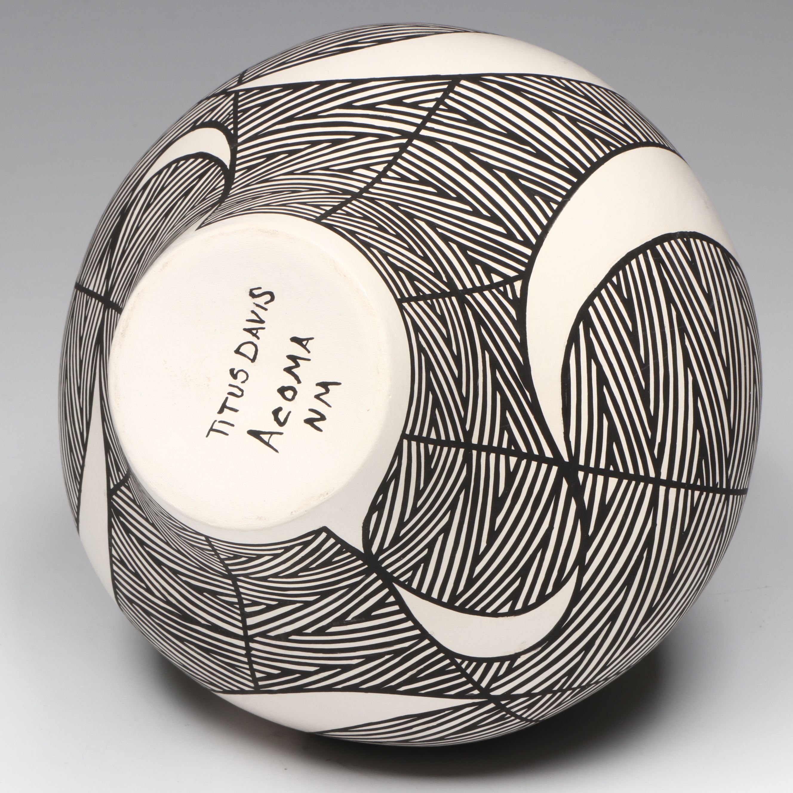 Titus Davis Acoma Pueblo Black and White Pottery Vase