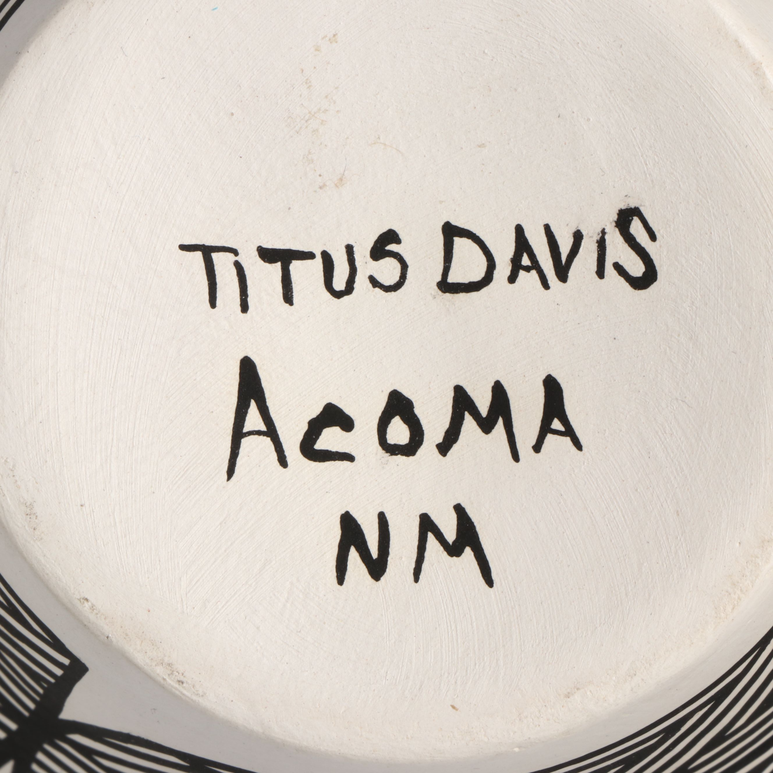 Titus Davis Acoma Pueblo Black and White Pottery Vase
