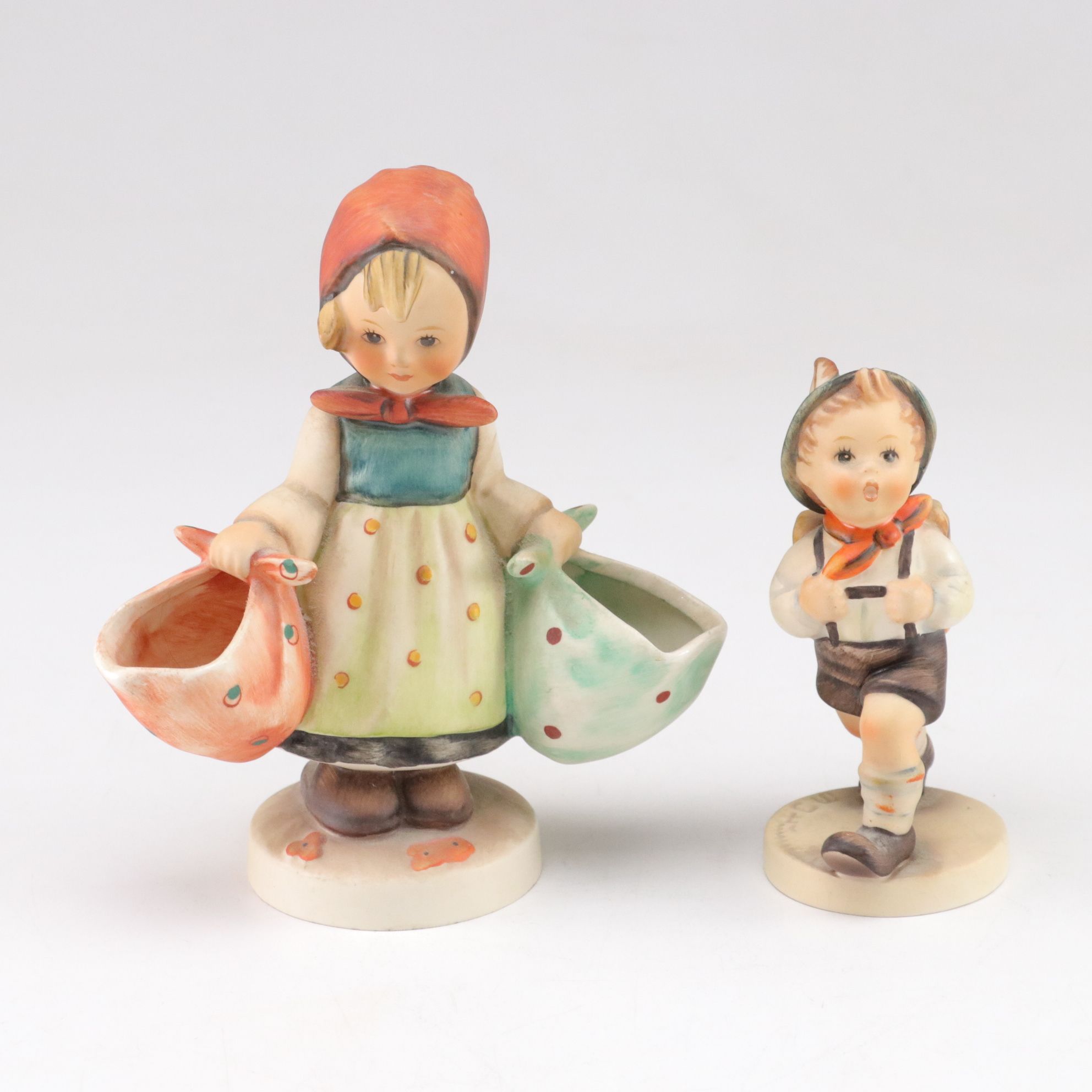 Hummel "School Boy" Figurines with Silver Plate Bowls and More