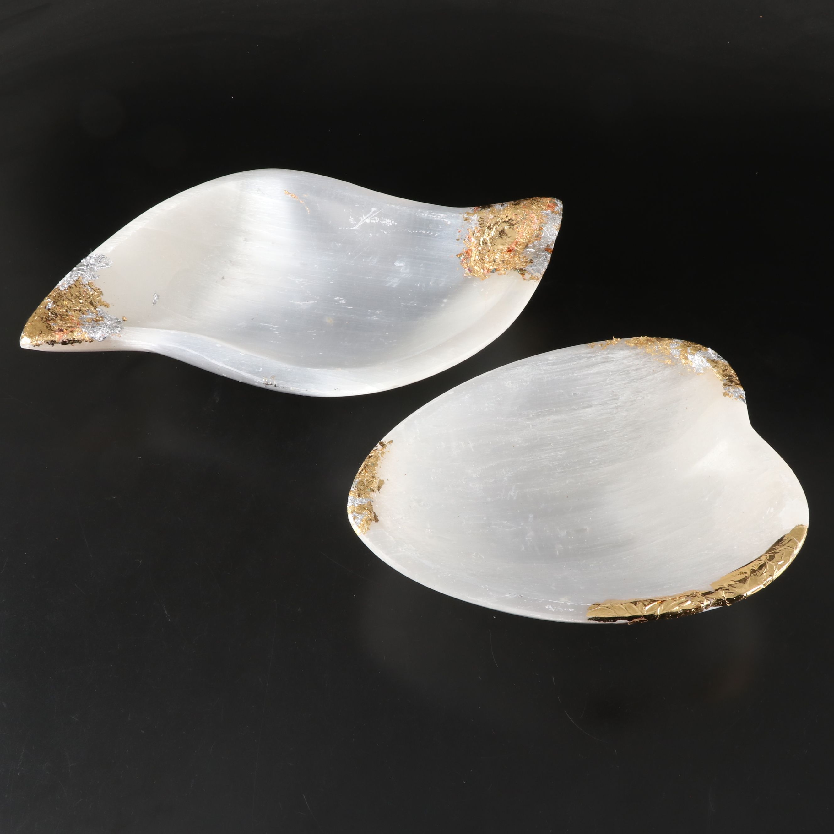 Gilt Decorated Selenite Bowls
