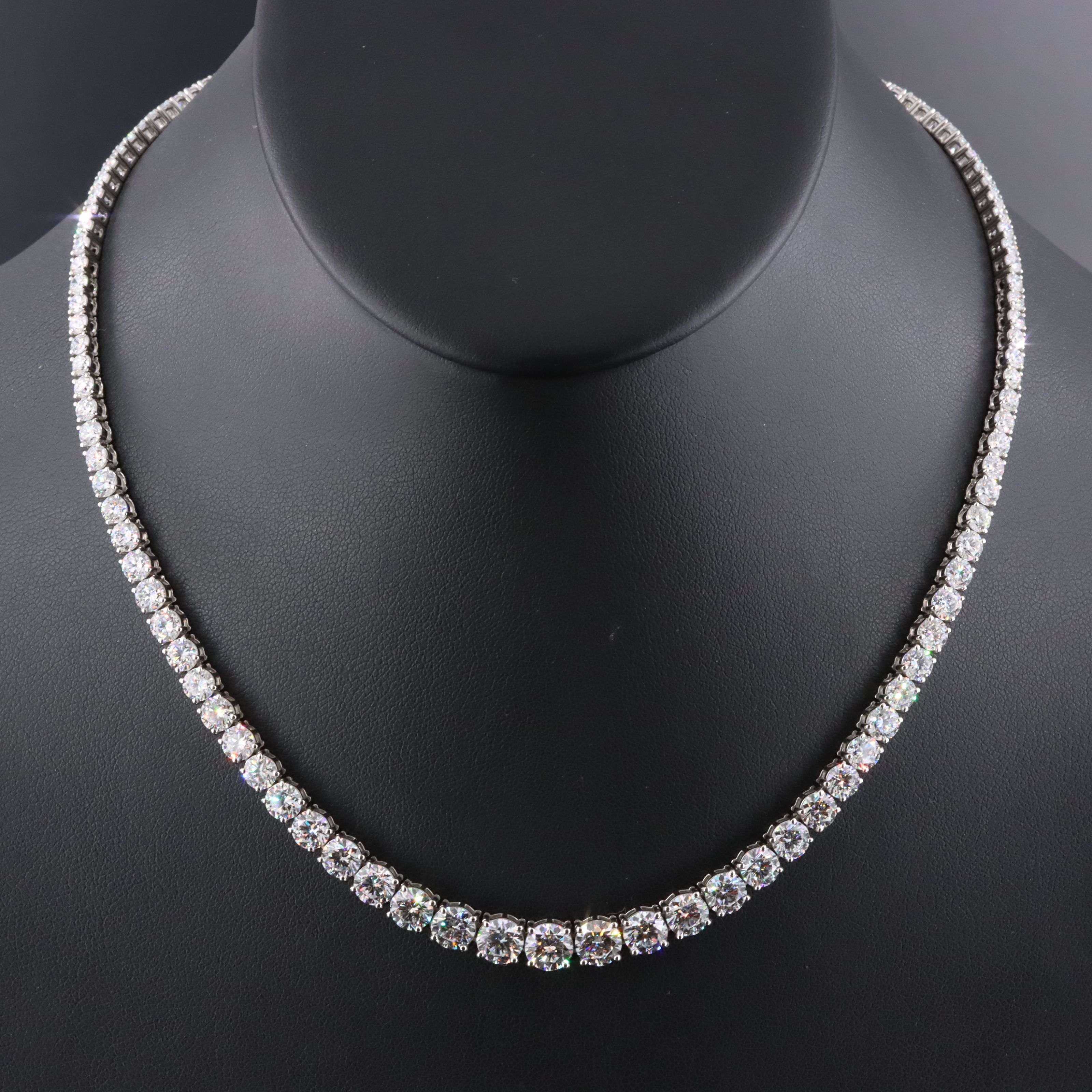 Platinum 27.32 CTW Lab Grown Diamond Riviére Necklace
