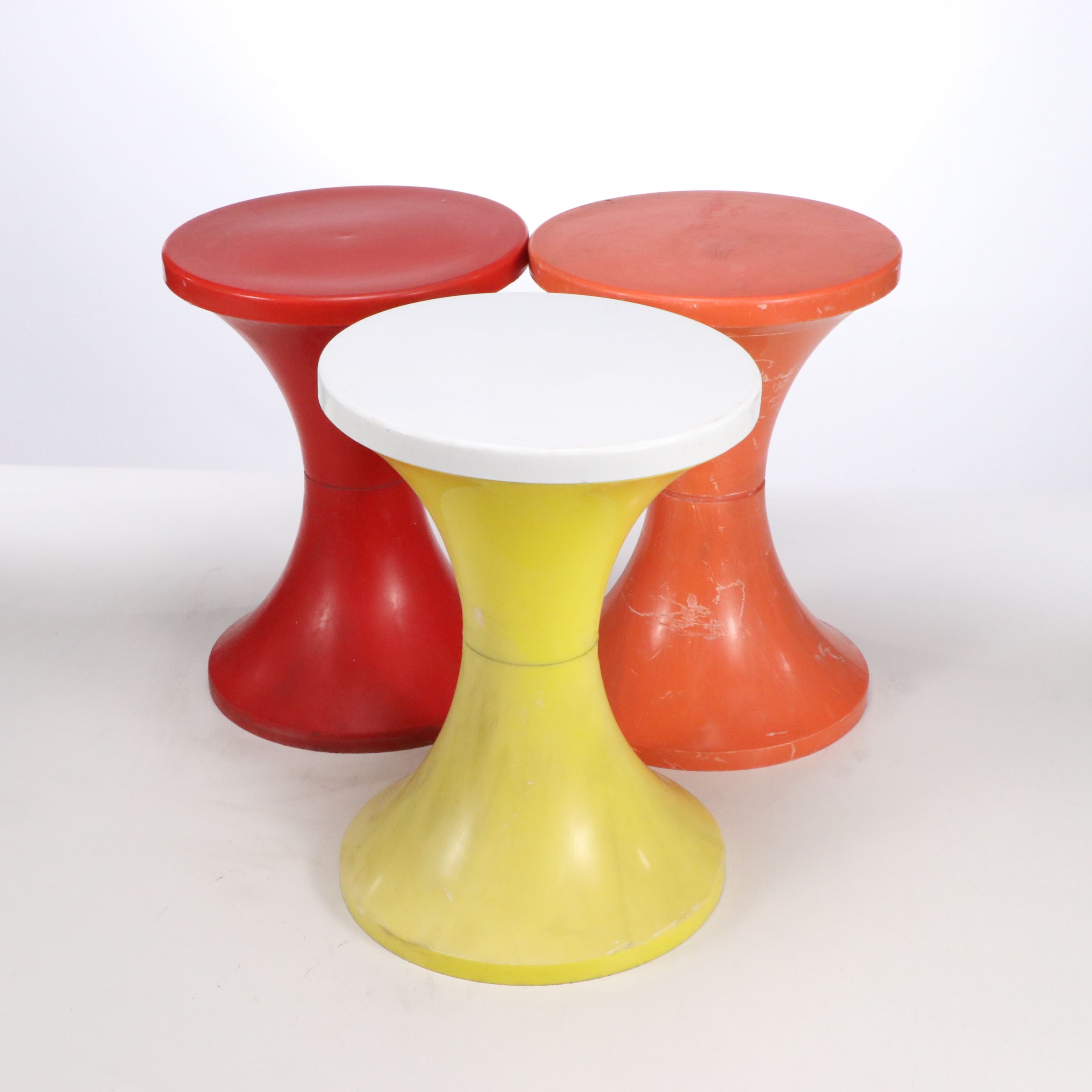 Three Mid Century Modern Tam Tam Stools, Manner of Henry Massonnet for Stamp
