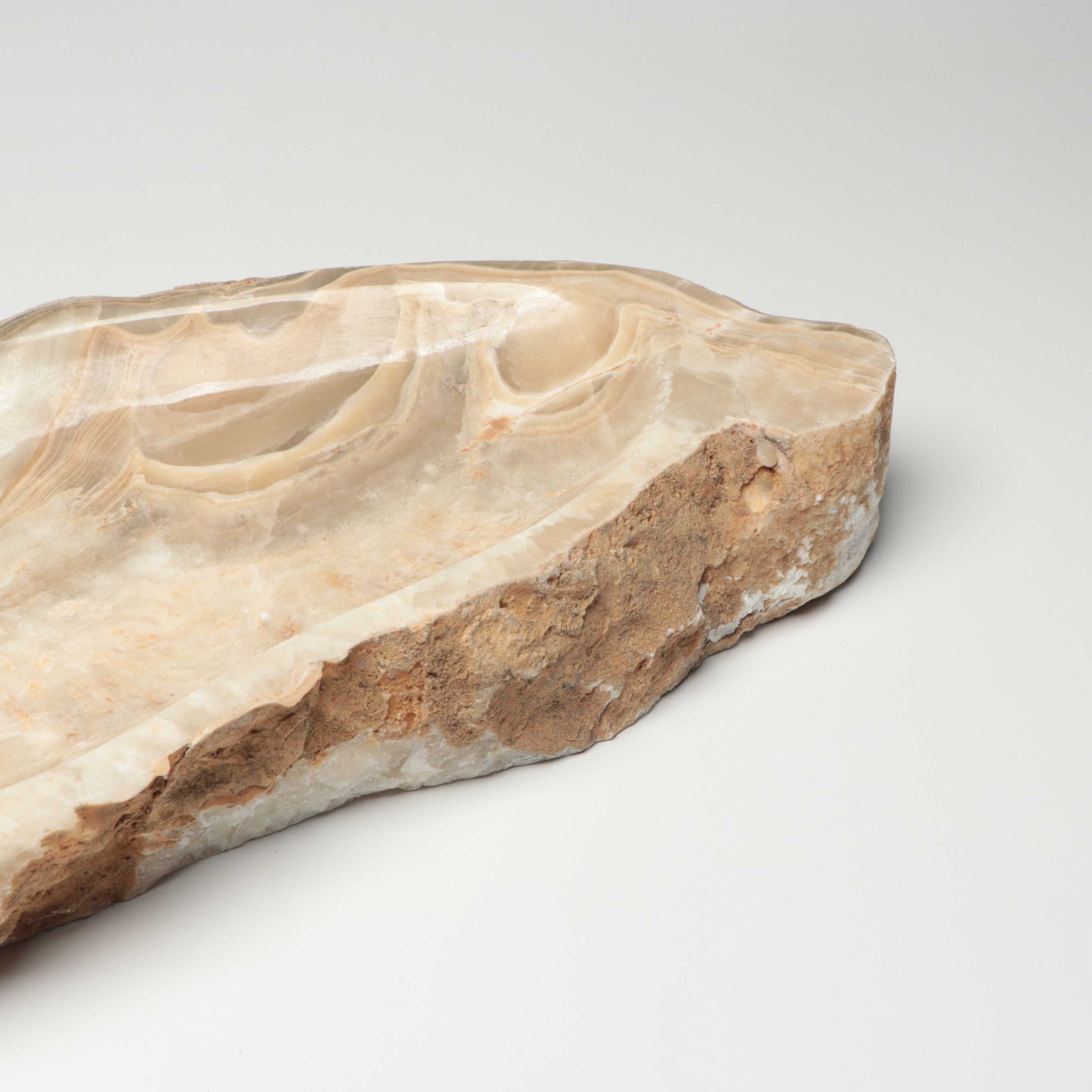 Cut and Polished Calcite Marble Centerpiece Bowl