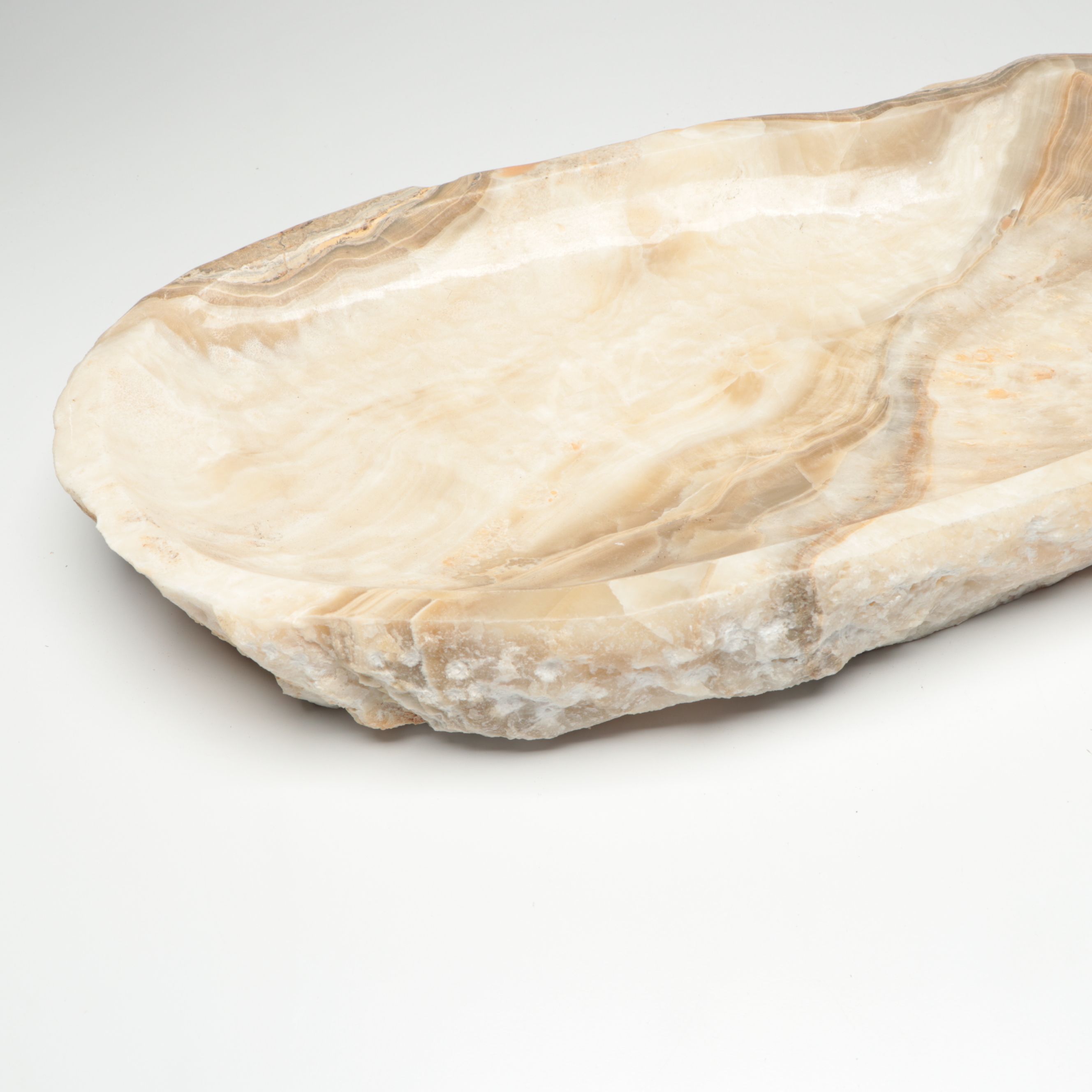 Cut and Polished Calcite Marble Centerpiece Bowl