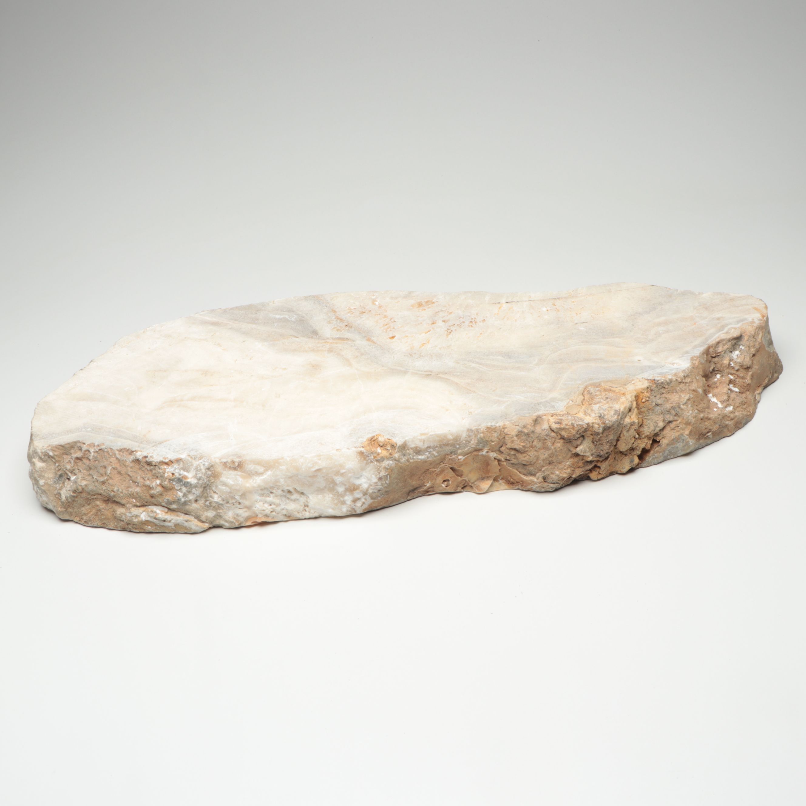 Cut and Polished Calcite Marble Centerpiece Bowl