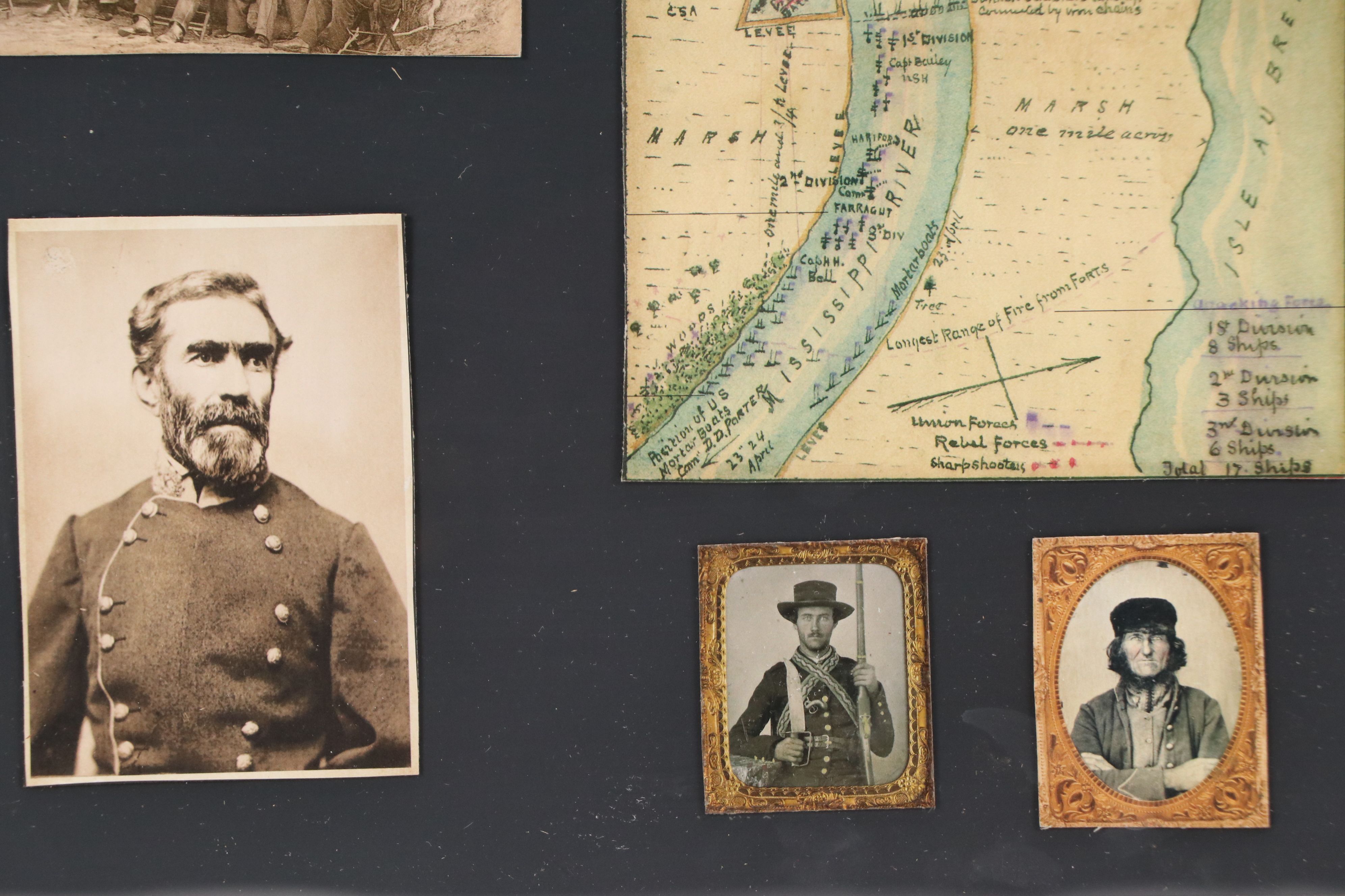 Offset Lithographs of Civil War Era Enlistees and Map of Louisiana Forts