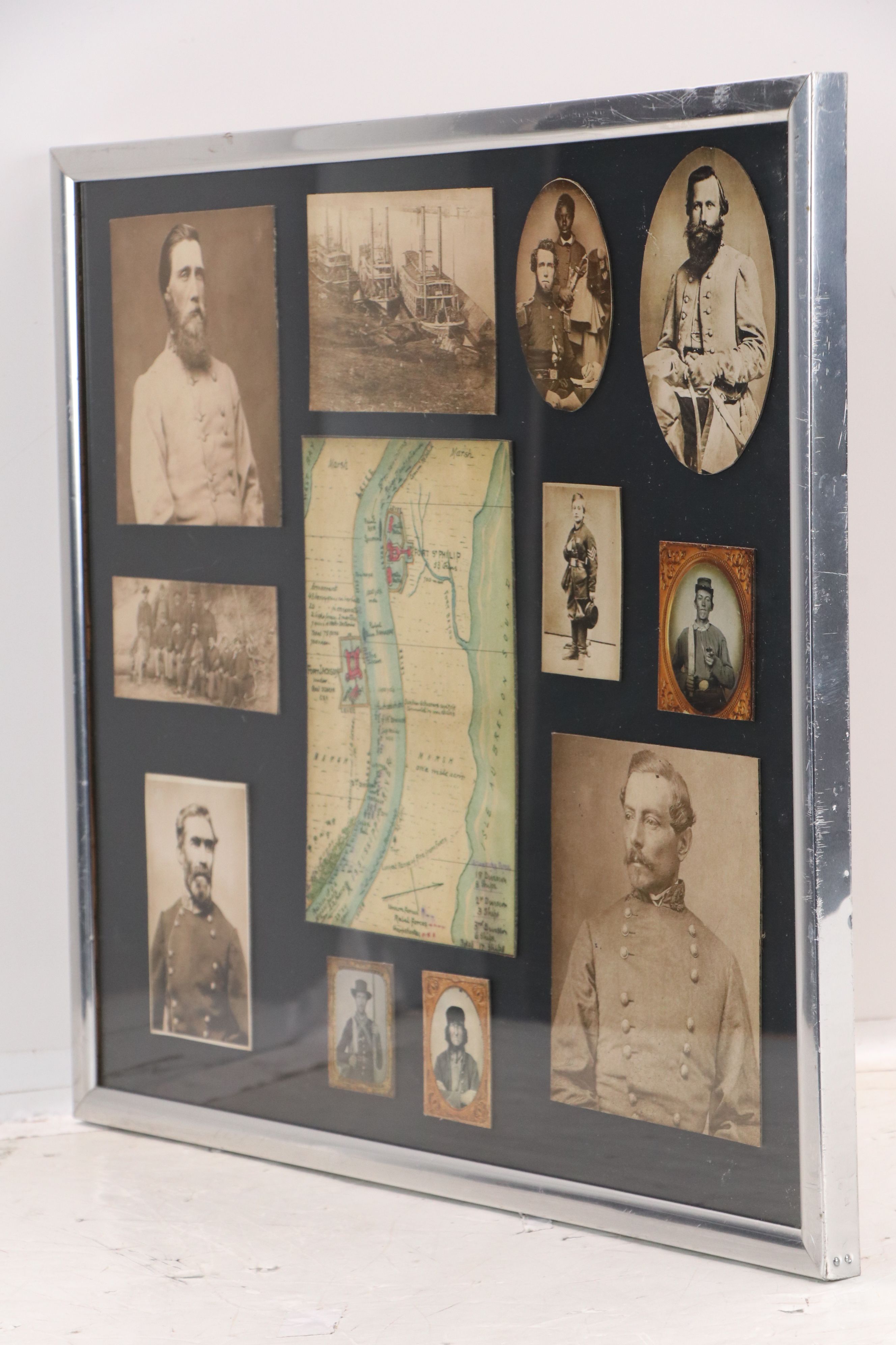 Offset Lithographs of Civil War Era Enlistees and Map of Louisiana Forts