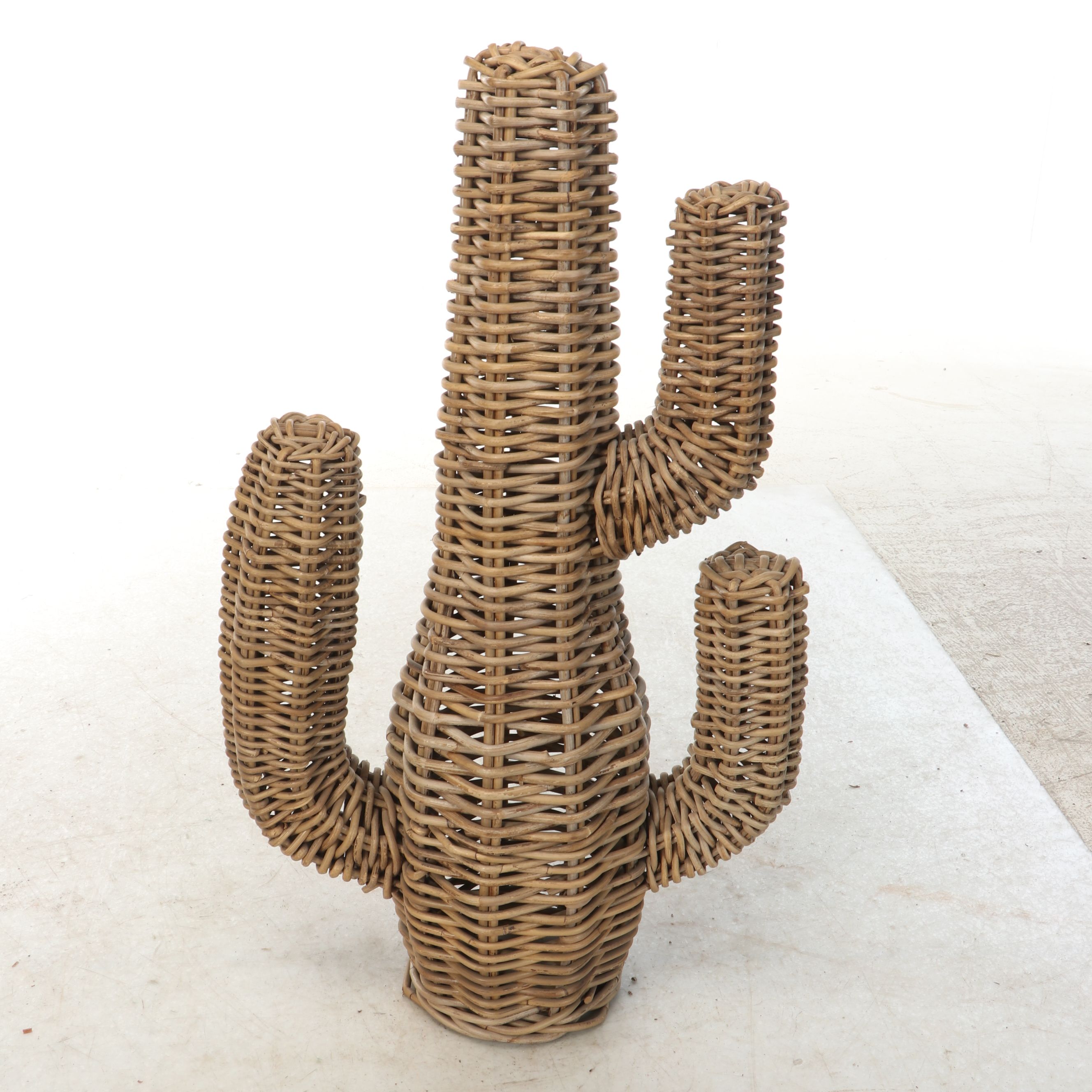 Set of Three Wicker Woven Cacti Figurines