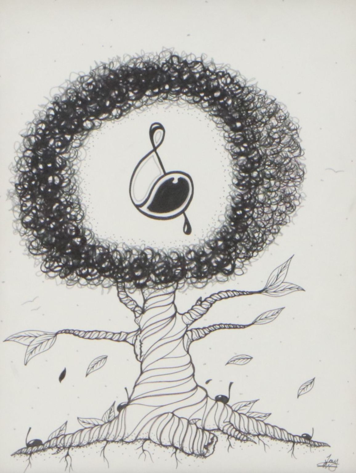 Ink Drawing of Stylized Tree, Circa 2010
