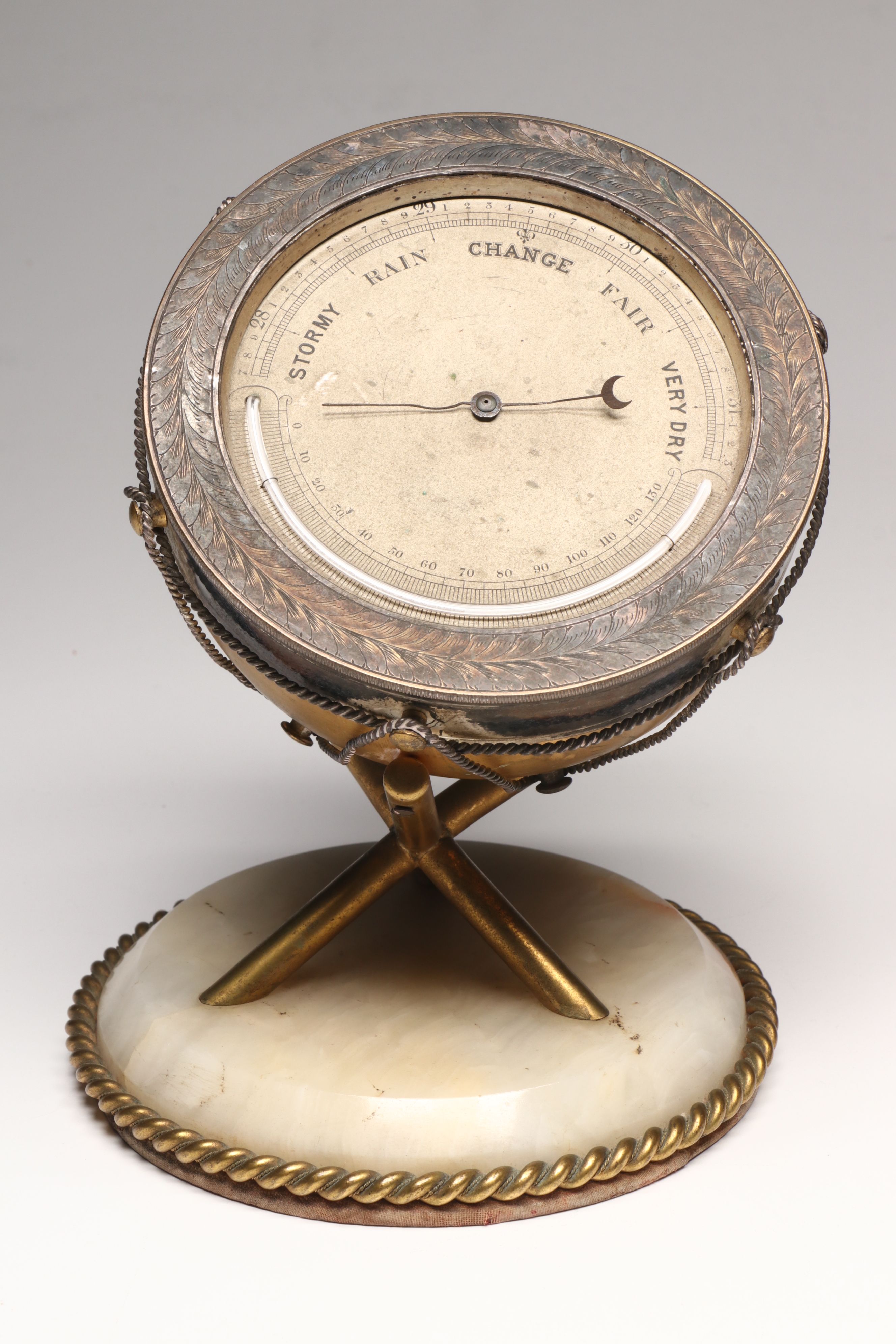 H. Lewis Desk Clock and Barometer in the Form of Timpani Drums