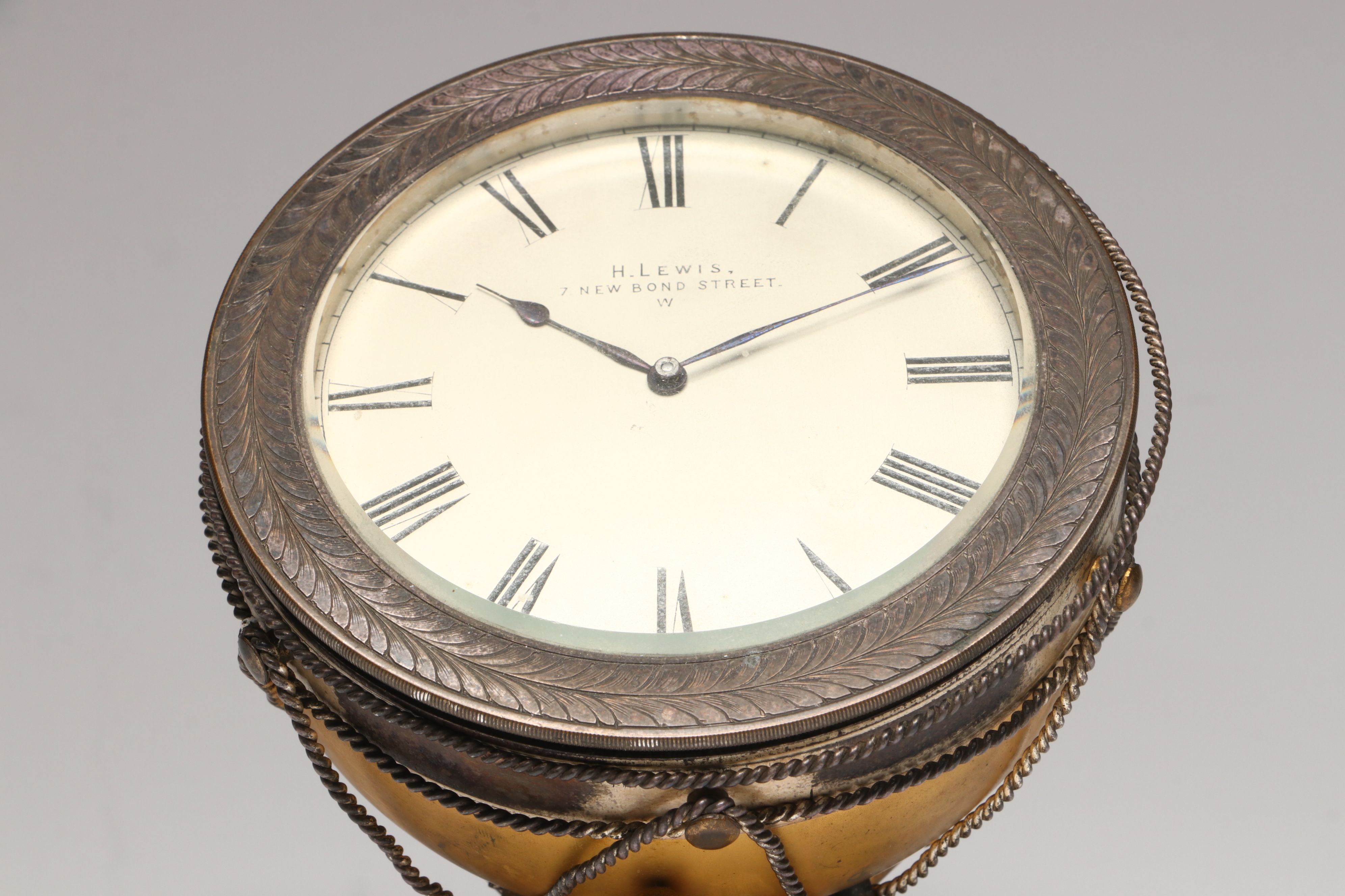 H. Lewis Desk Clock and Barometer in the Form of Timpani Drums