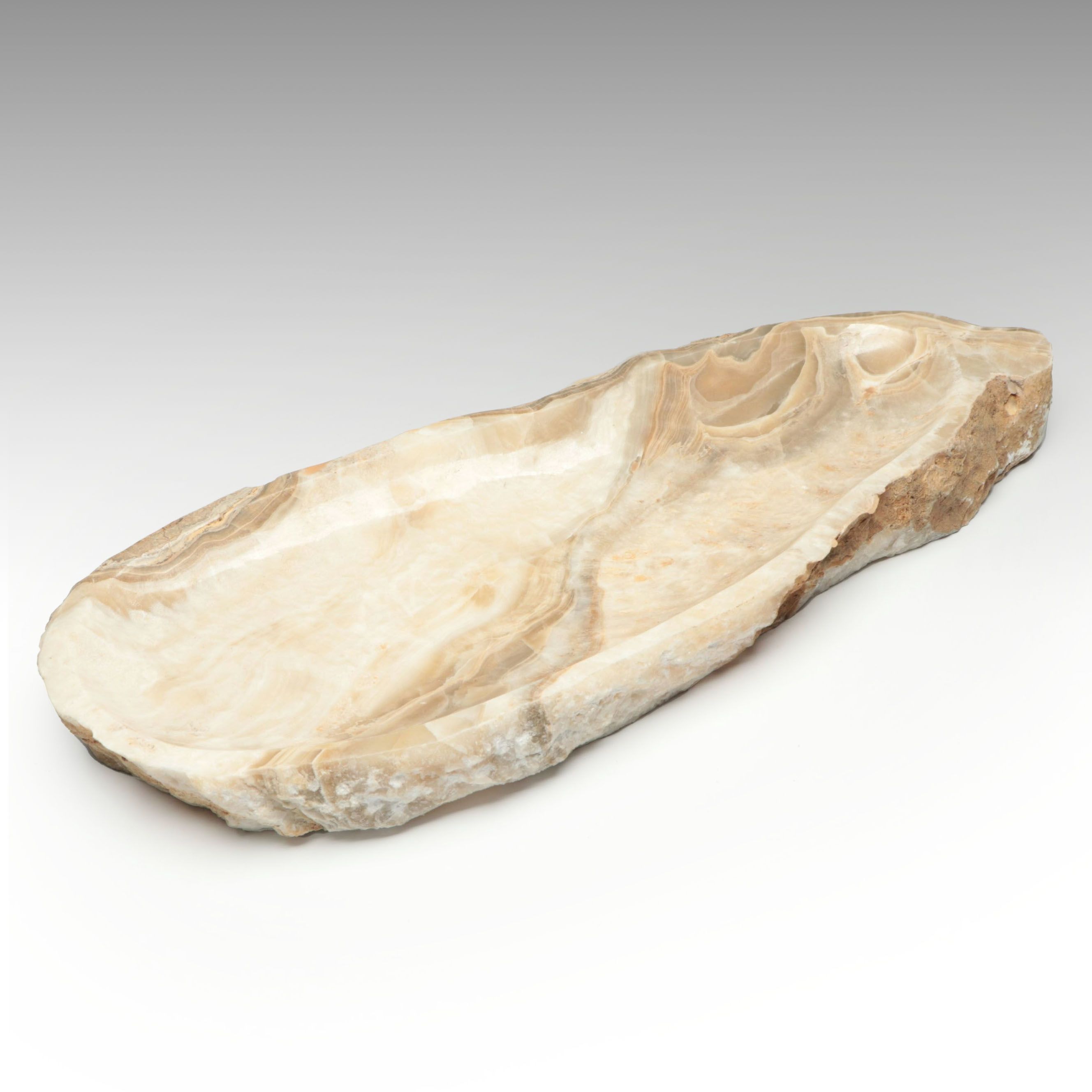 Cut and Polished Calcite Marble Centerpiece Bowl
