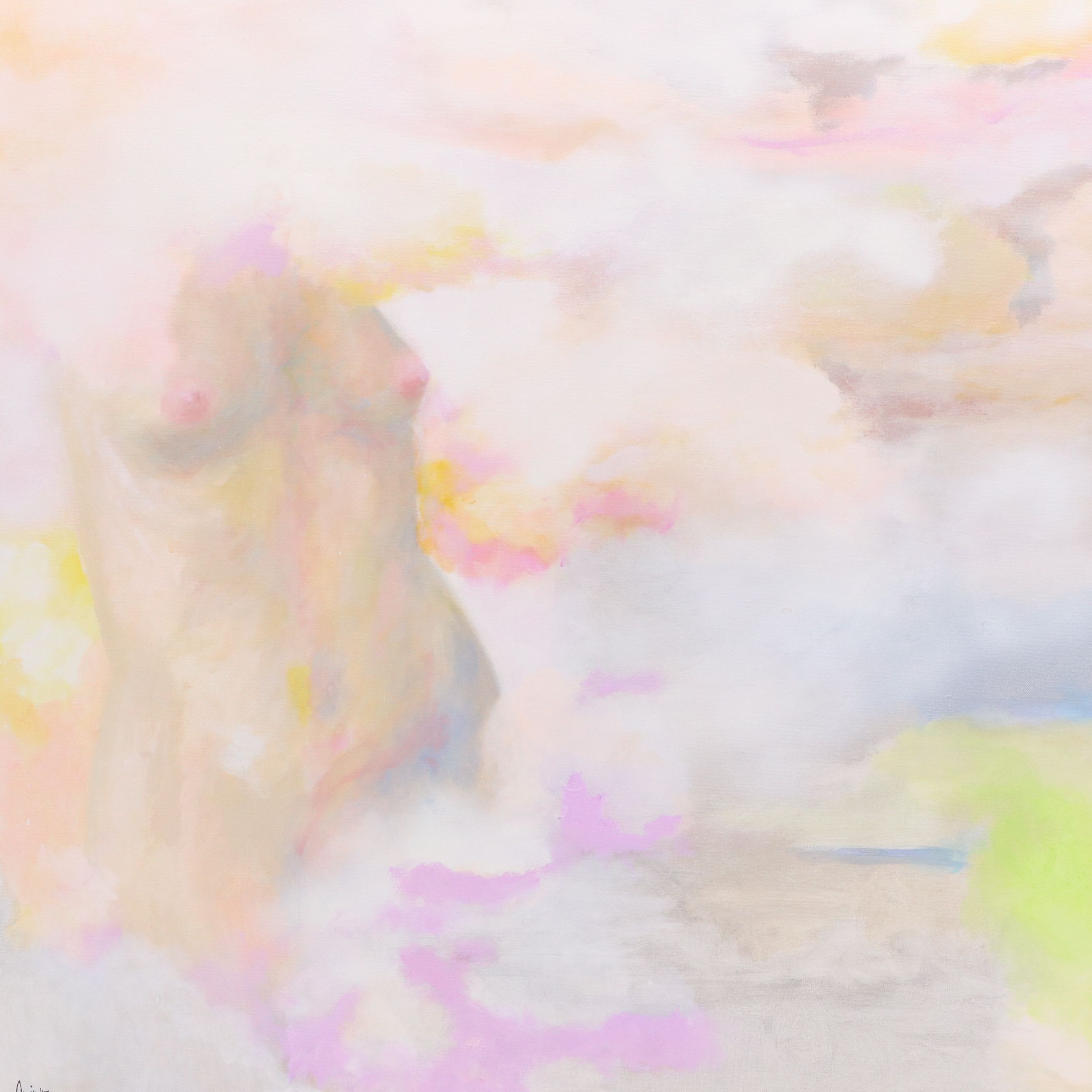 Acrylic Painting of Female Nude with Abstract Background, 2017