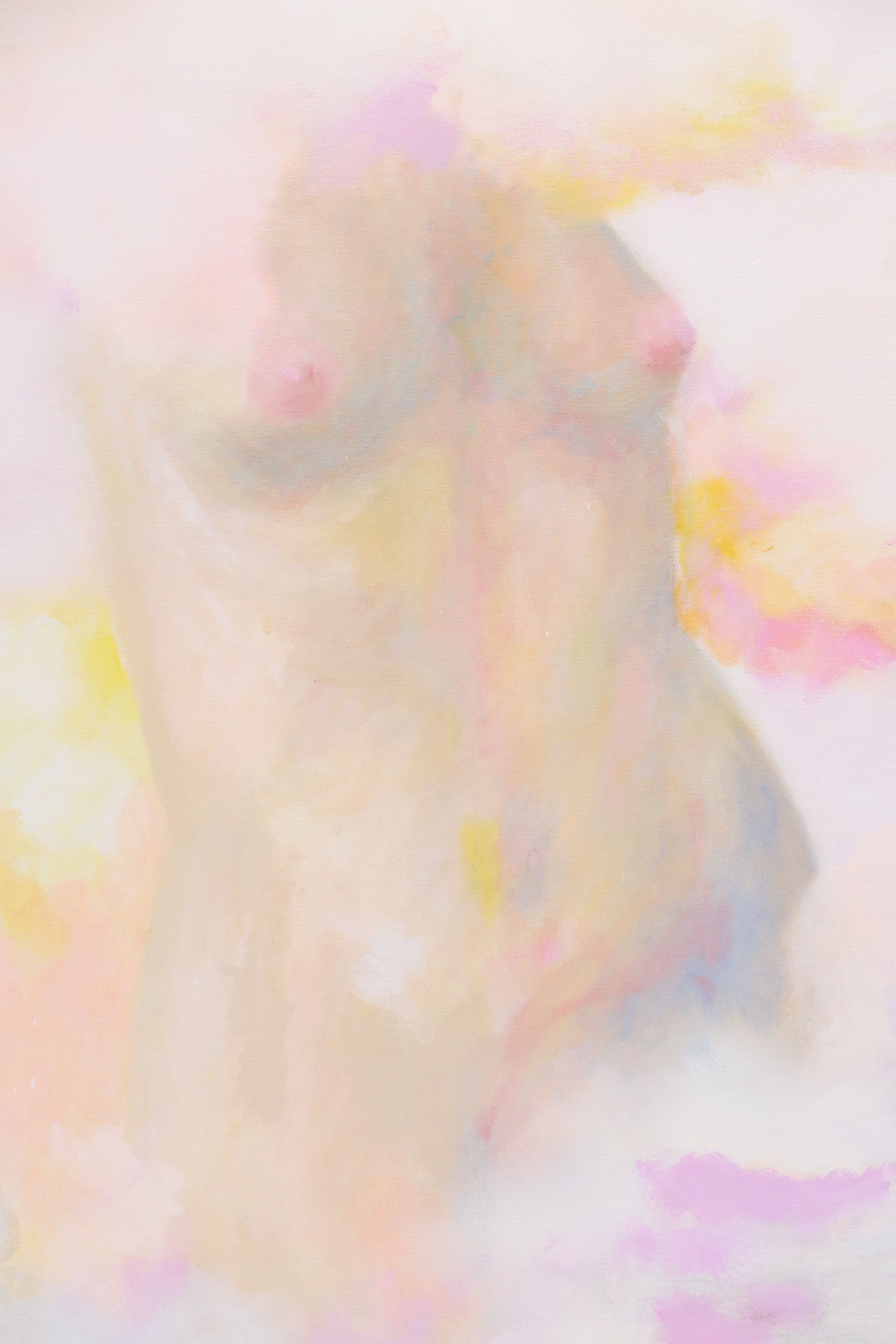 Acrylic Painting of Female Nude with Abstract Background, 2017