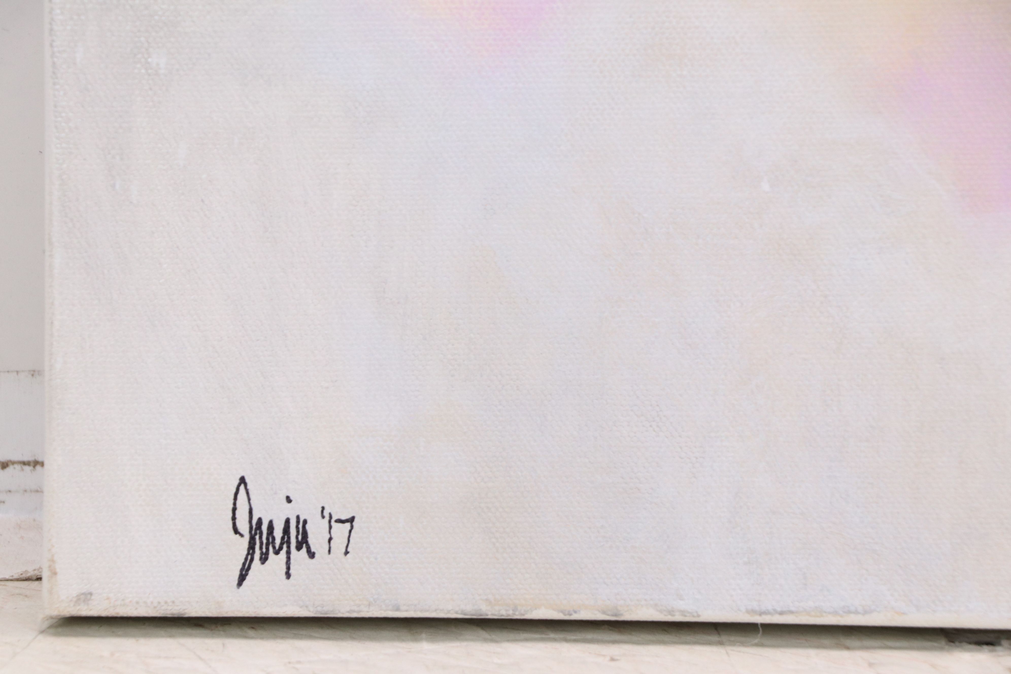 Acrylic Painting of Female Nude with Abstract Background, 2017