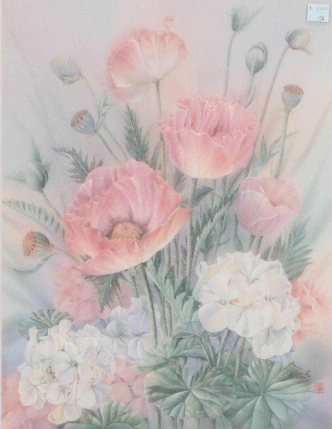 After Anna Chen Offset Lithograph of Floral Bouquet with Poppies