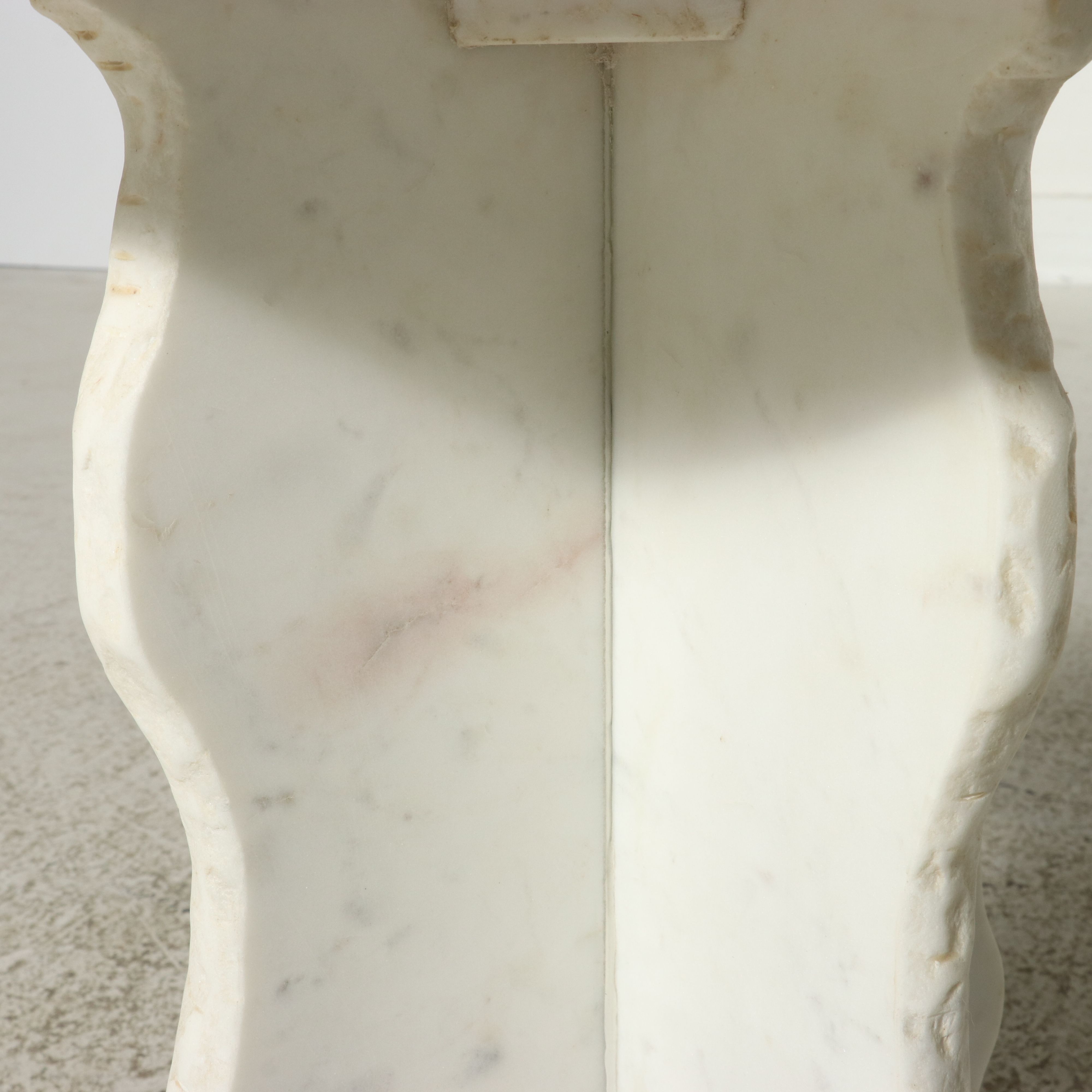 Brutalist Style White Marble Pedestal Side Table