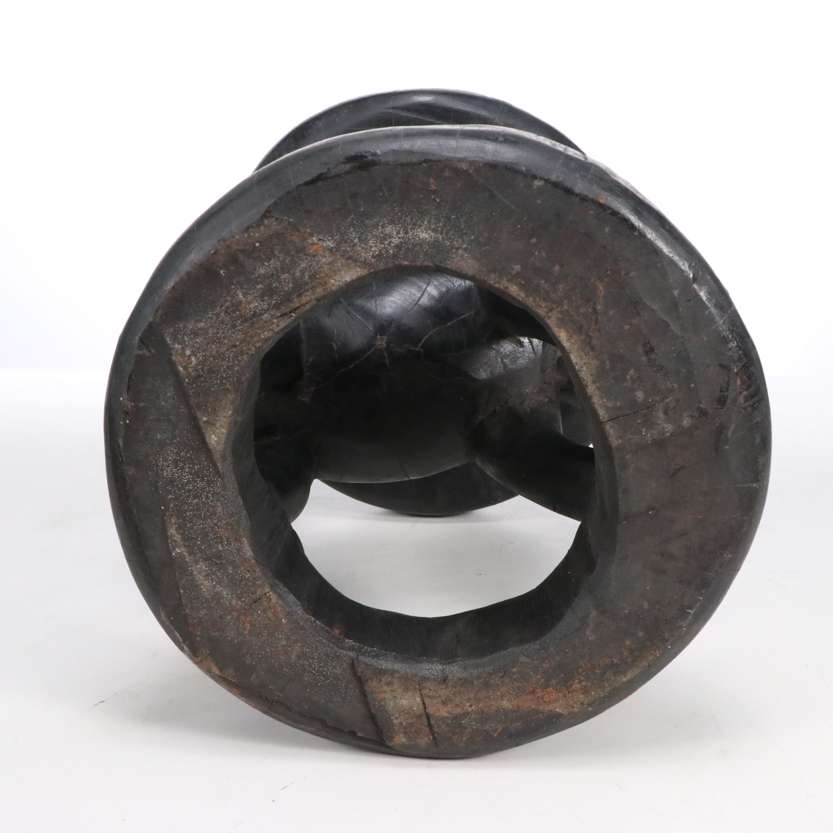 Pair of Cameroon Bamileke Hand-Carved Ebonized Stools