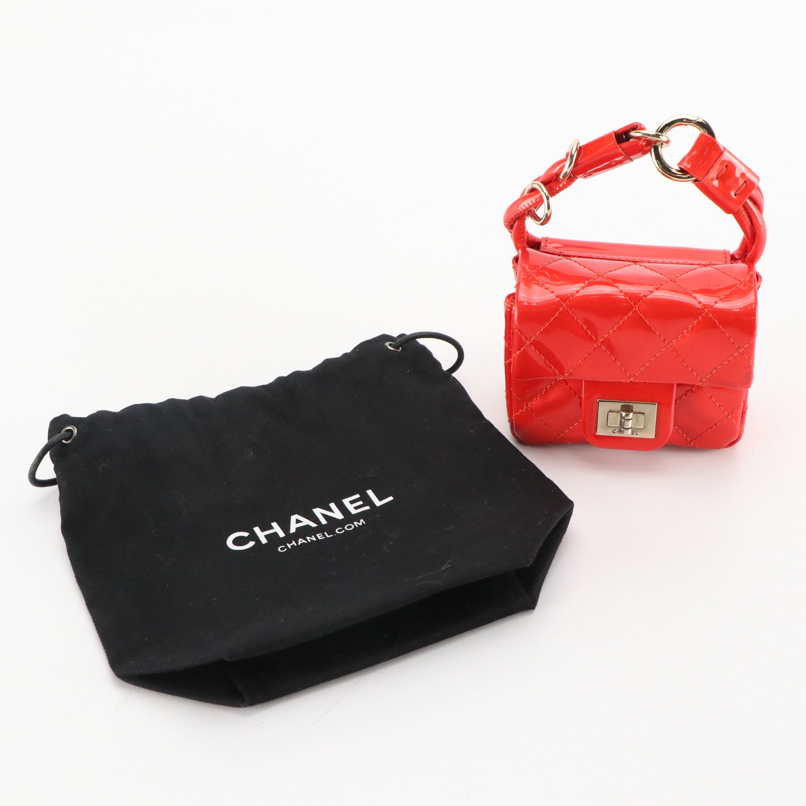 Chanel Red Quilted Patent Leather 2.55 Mini Ankle Wrist Flap Bag