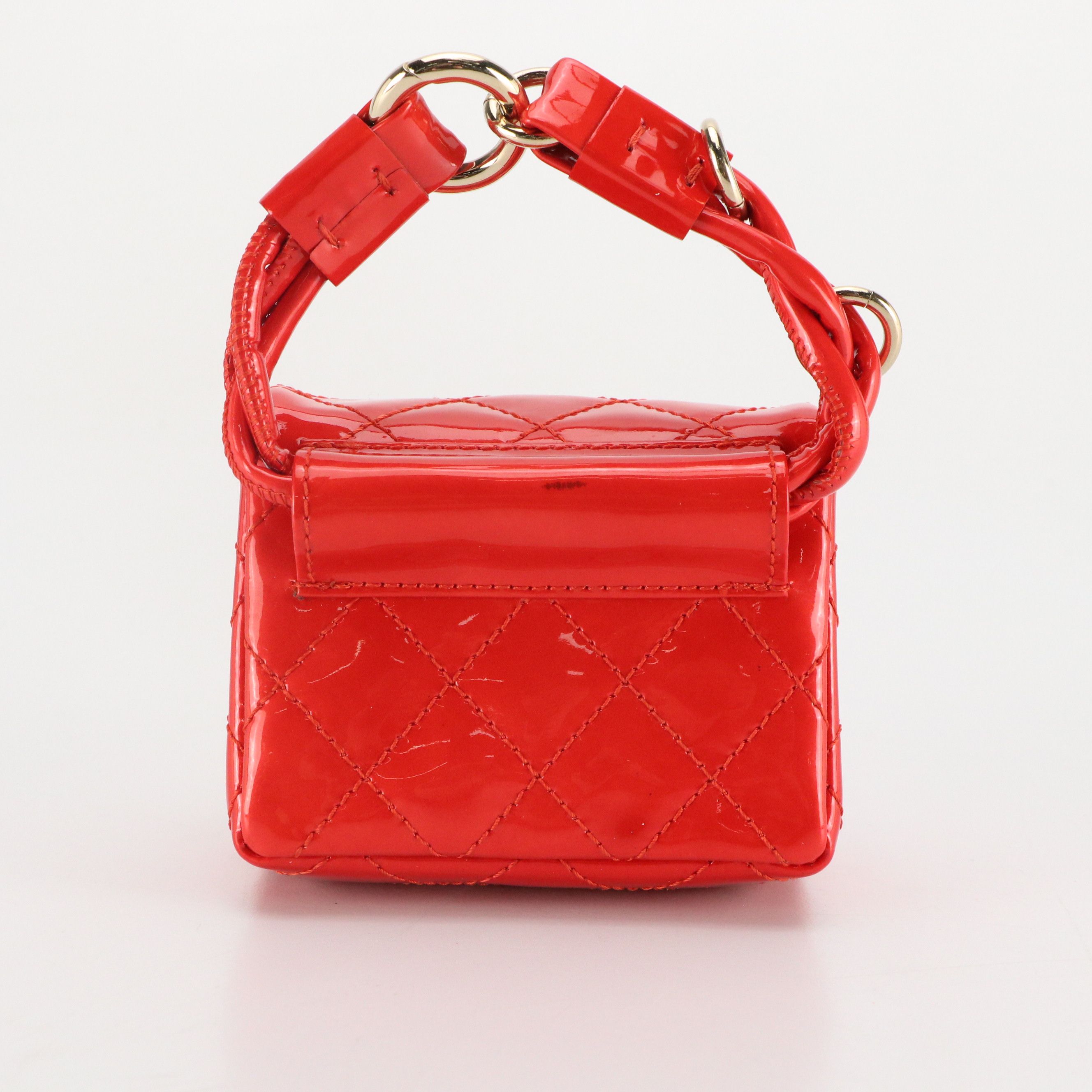 Chanel Red Quilted Patent Leather 2.55 Mini Ankle Wrist Flap Bag