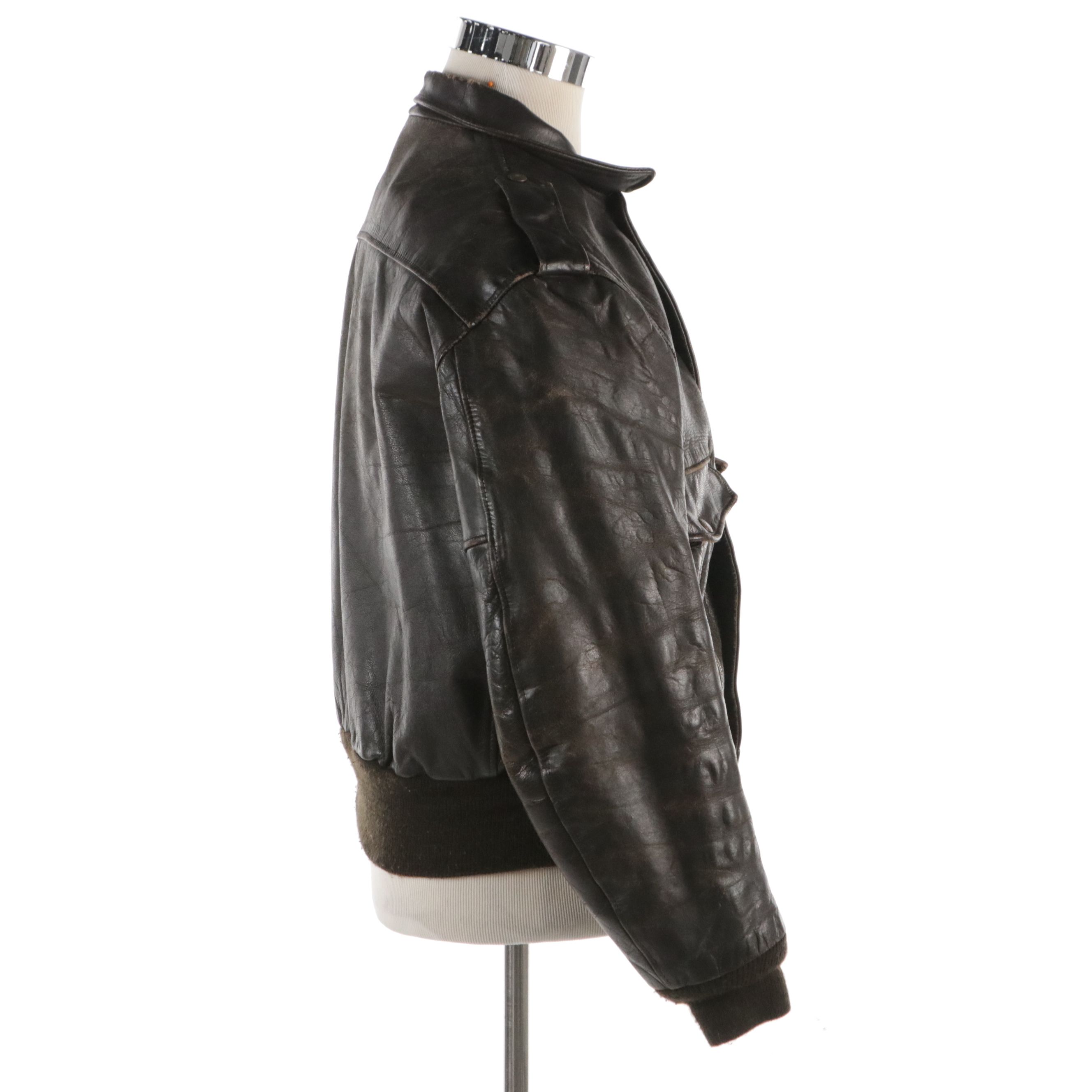 Men's Leather Bomber Jacket in Distressed Leather