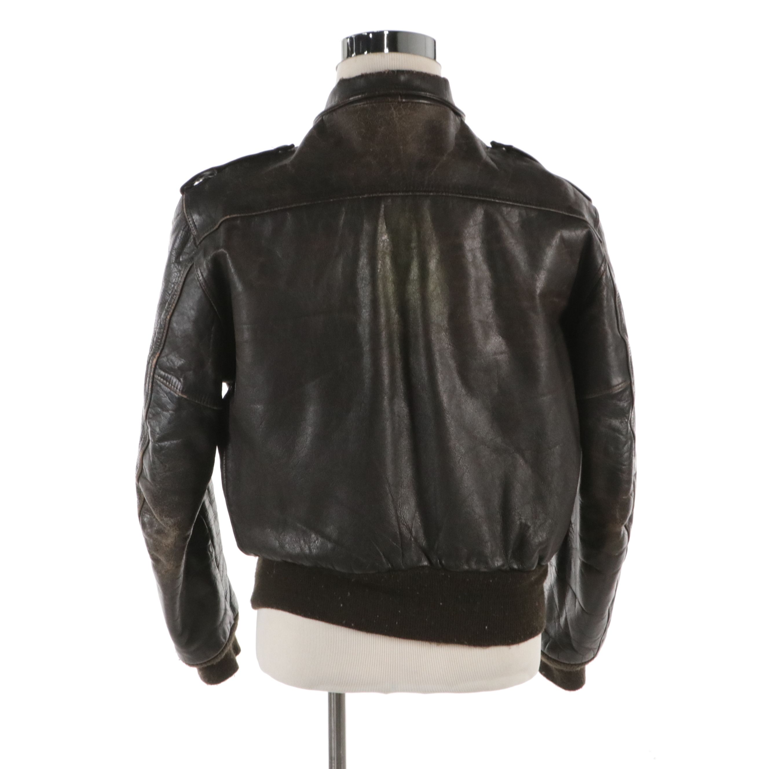 Men's Leather Bomber Jacket in Distressed Leather