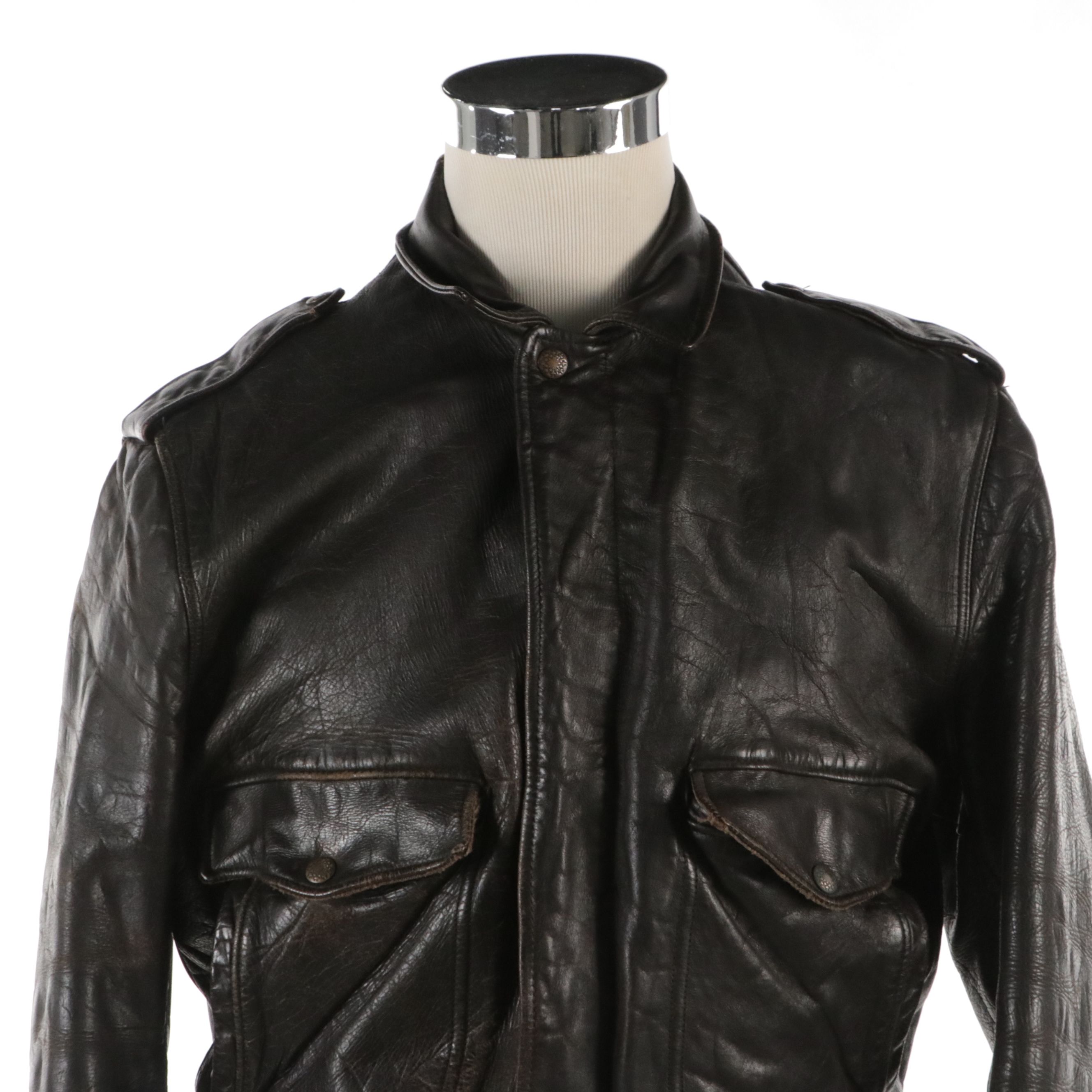 Men's Leather Bomber Jacket in Distressed Leather