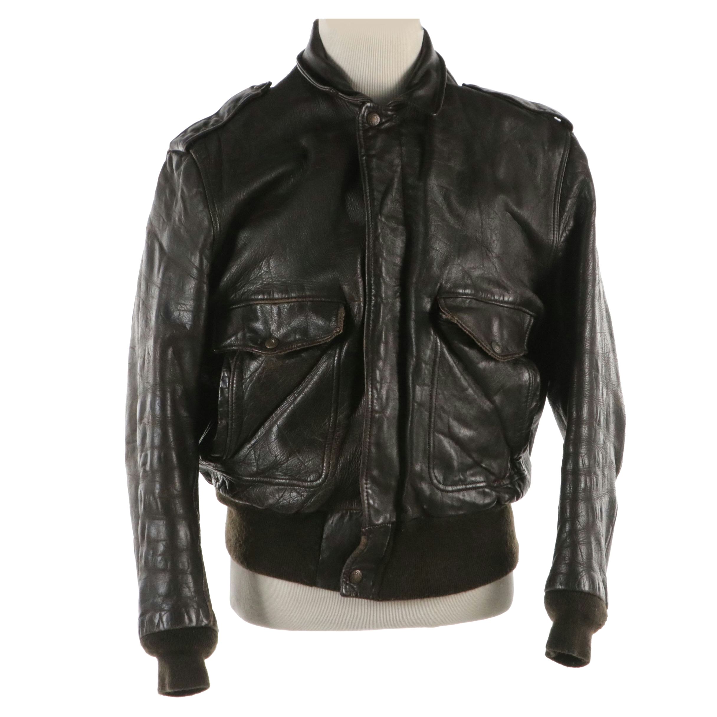 Men's Leather Bomber Jacket in Distressed Leather