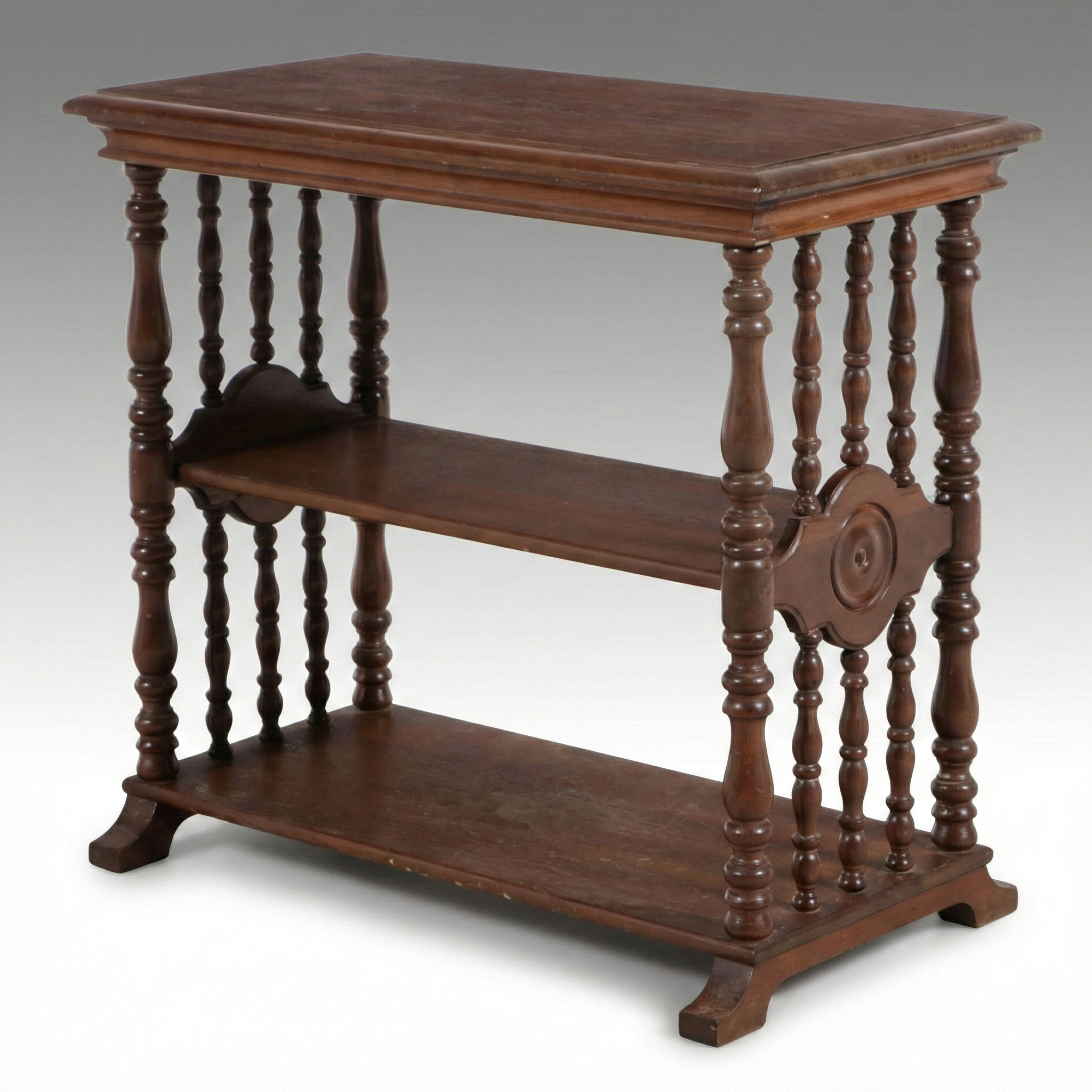 Victorian Style Turned Spindle Three-Tier Open Bookshelf, 20th Century