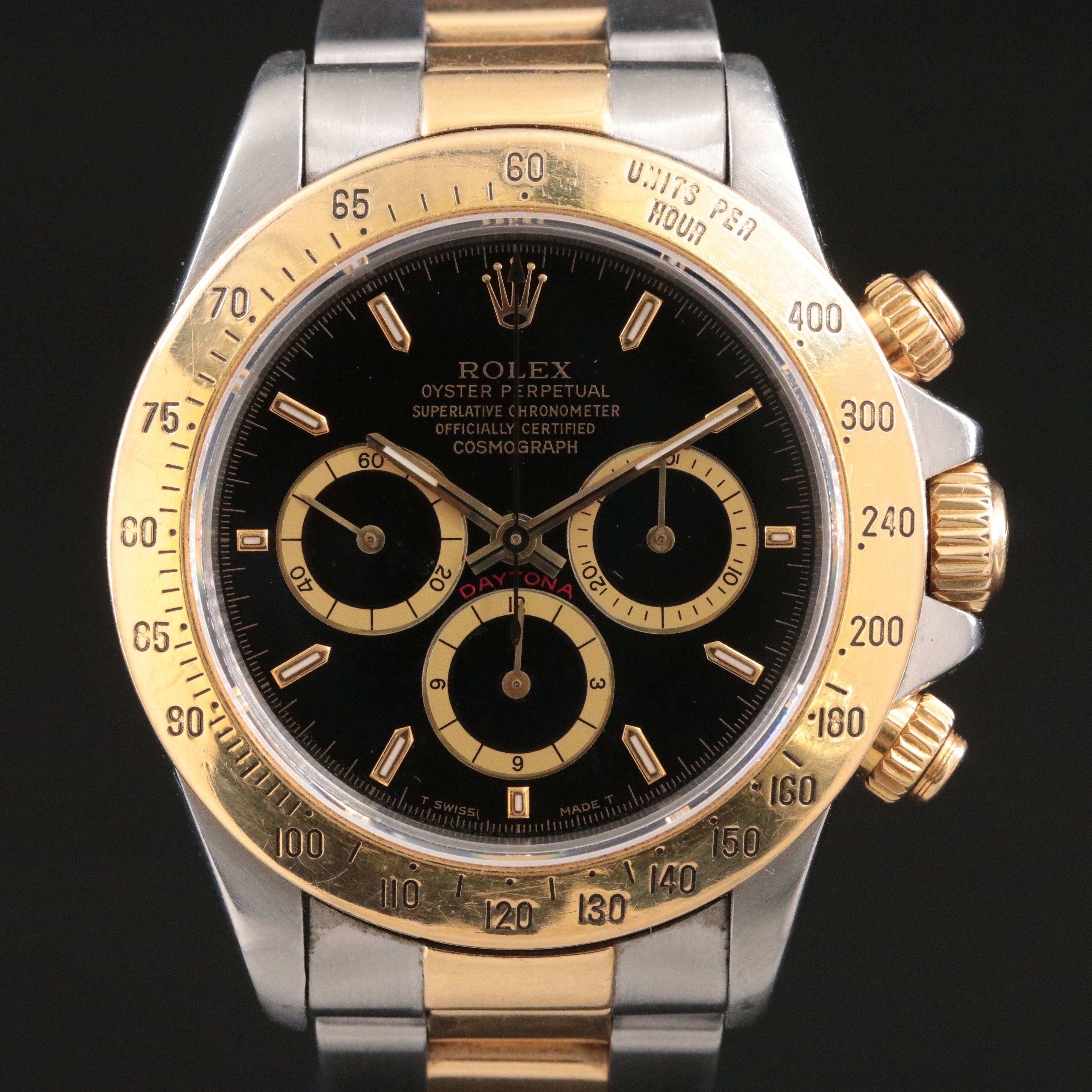 1995 Rolex Daytona Black 16523 Zenith-based Cal. 4030 18K & Steel Watch