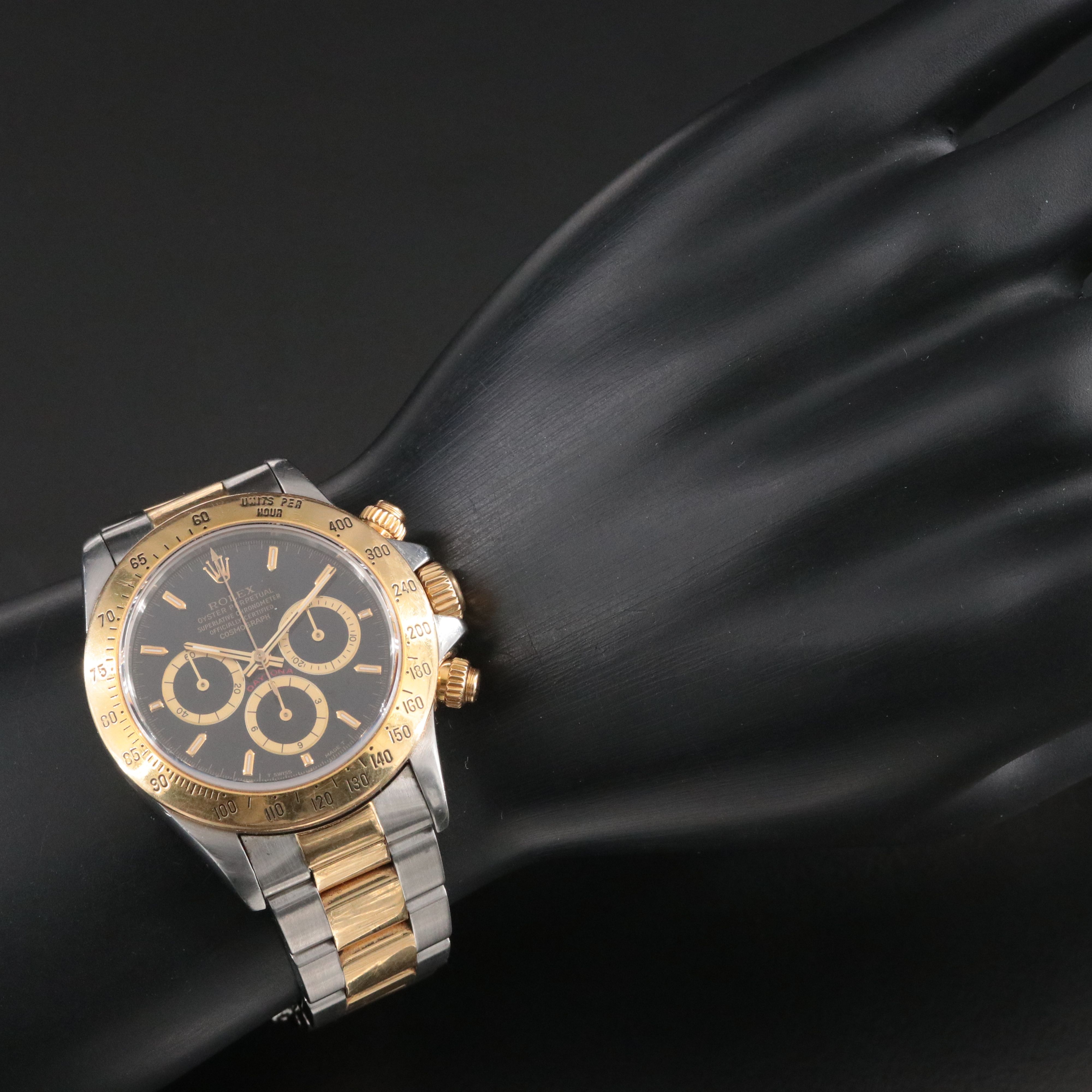 1995 Rolex Daytona Black 16523 Zenith-based Cal. 4030 18K & Steel Watch
