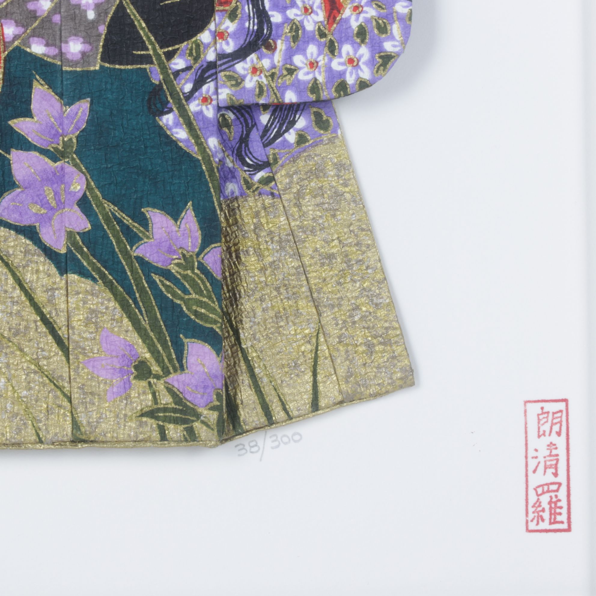 Rosella Harrison Peck Hand-Painted Kimono Origami "Priest and Princesses..."