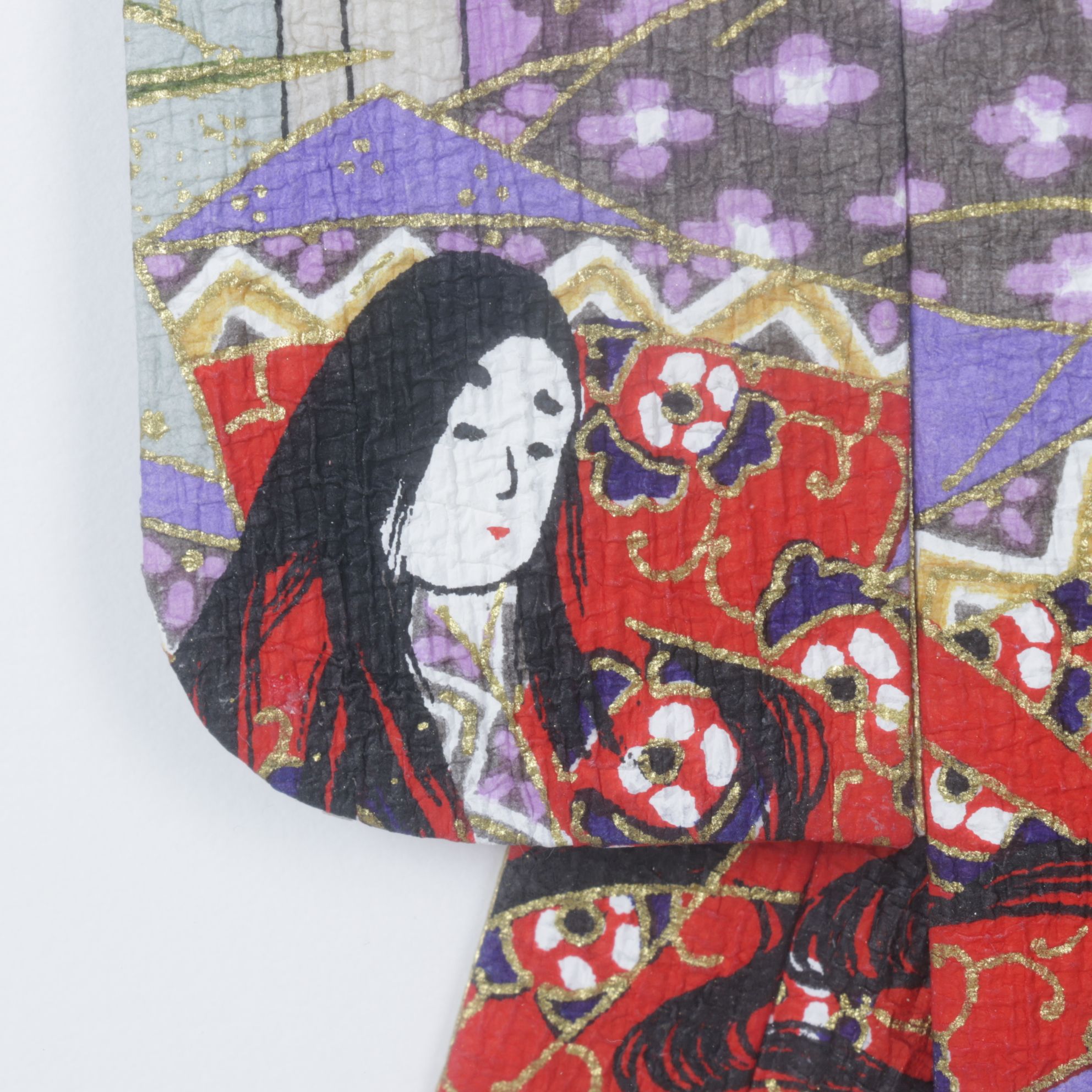 Rosella Harrison Peck Hand-Painted Kimono Origami "Priest and Princesses..."