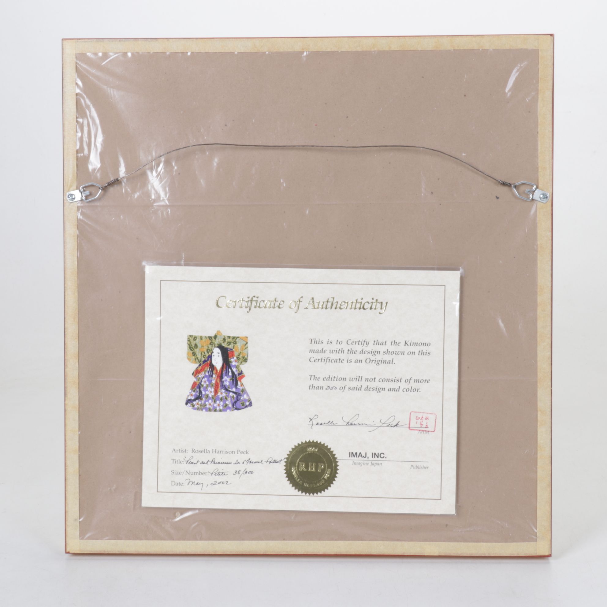 Rosella Harrison Peck Hand-Painted Kimono Origami "Priest and Princesses..."