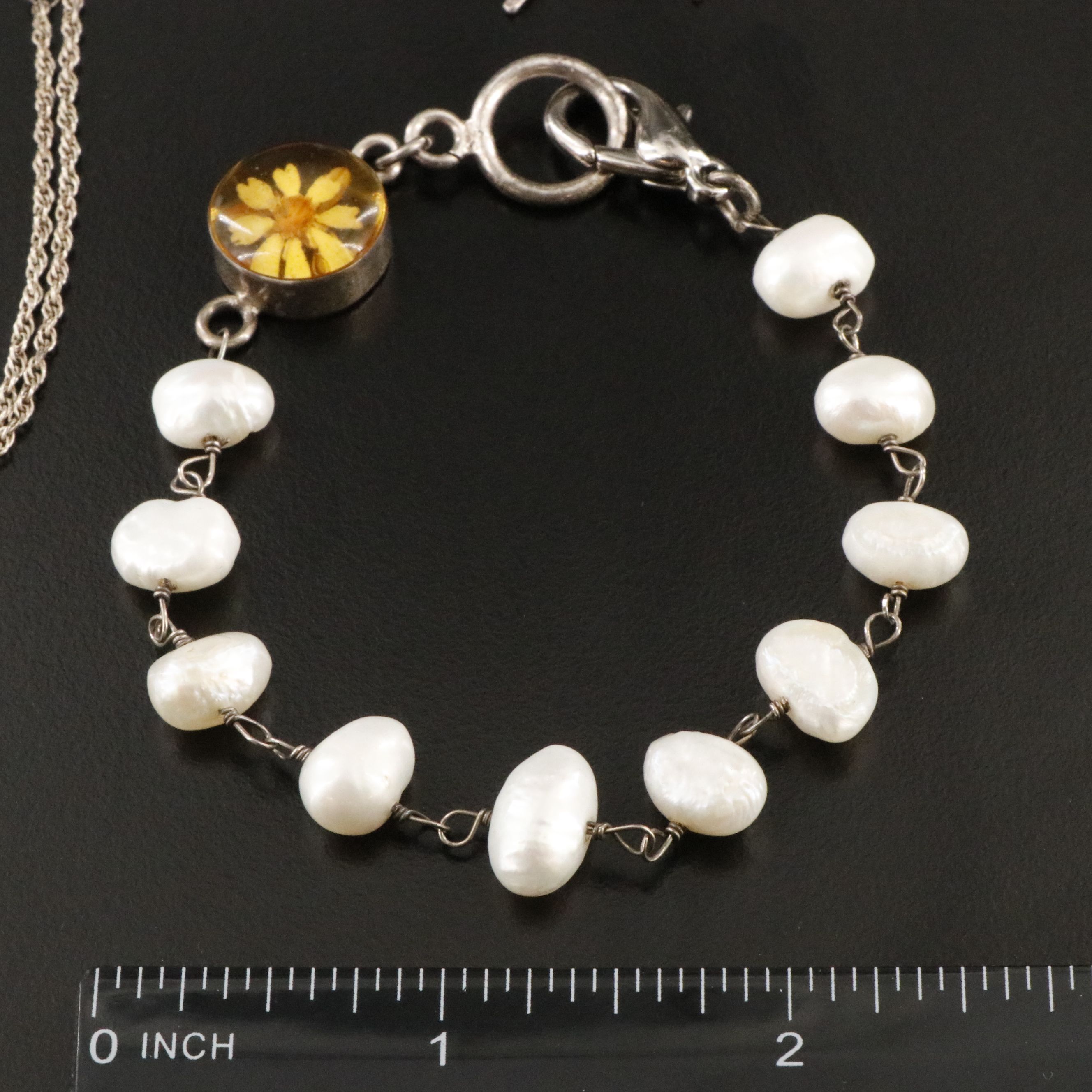 Shell Themed Bracelet, Mother-of-Pearl and Pearls Featured in Sterling Jewelry