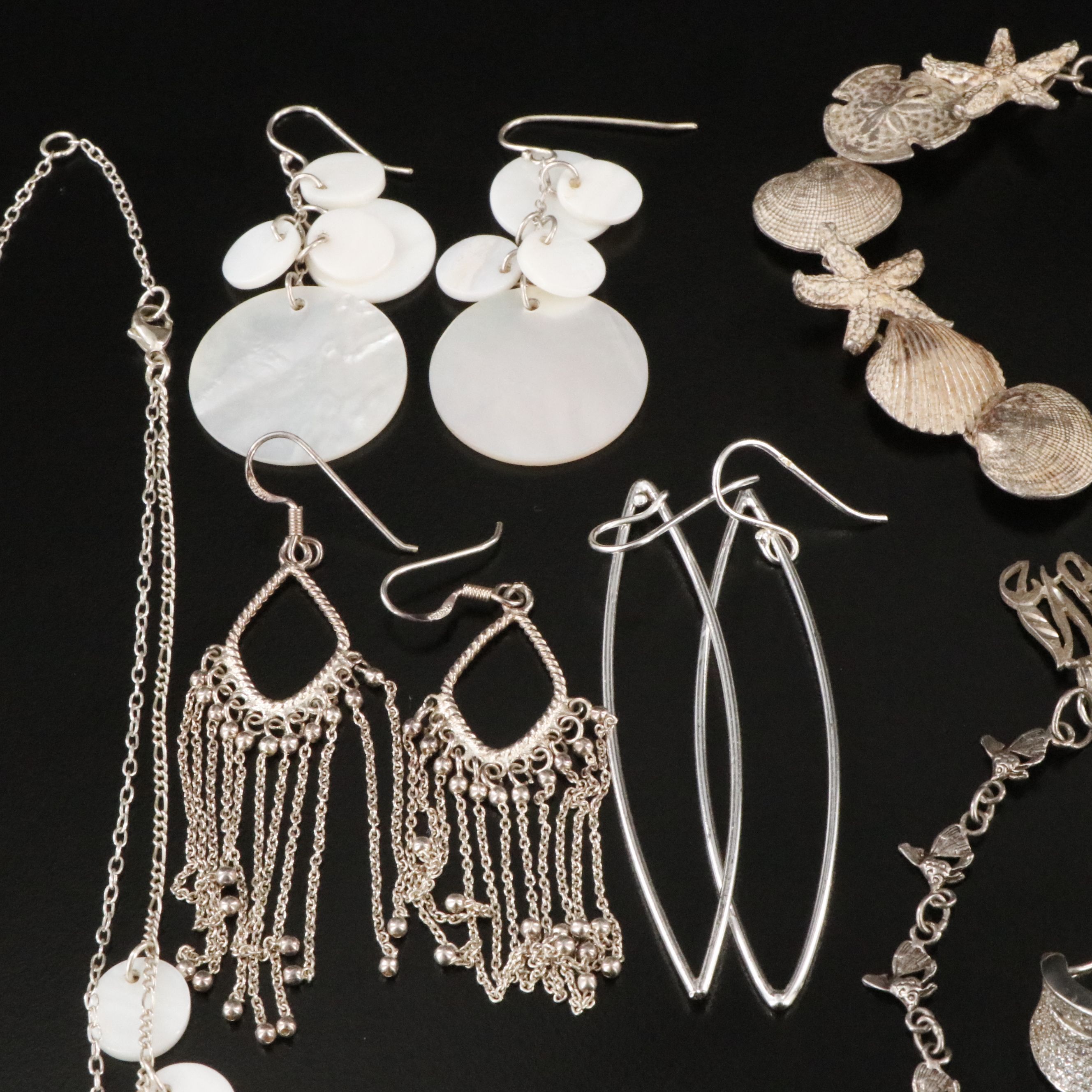 Shell Themed Bracelet, Mother-of-Pearl and Pearls Featured in Sterling Jewelry