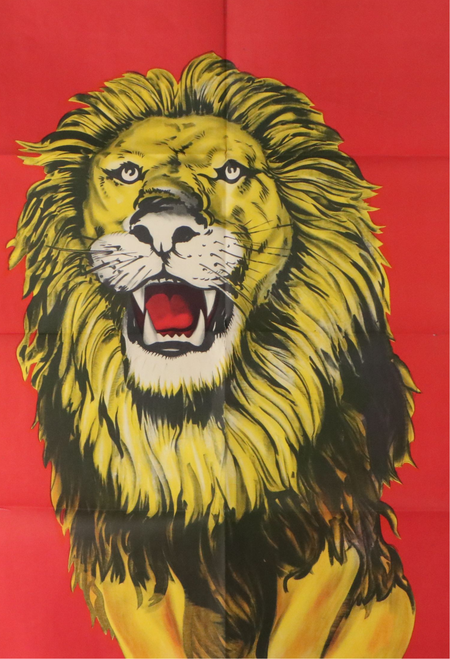 Circus Lithograph Poster of Roaring Lion, Mid-20th Century