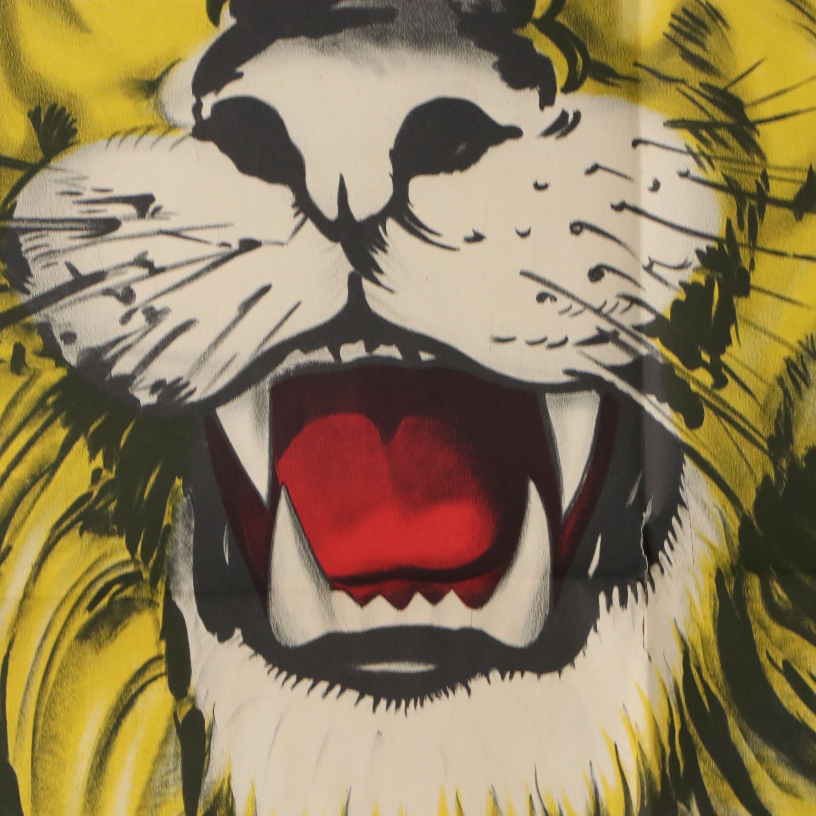 Circus Lithograph Poster of Roaring Lion, Mid-20th Century
