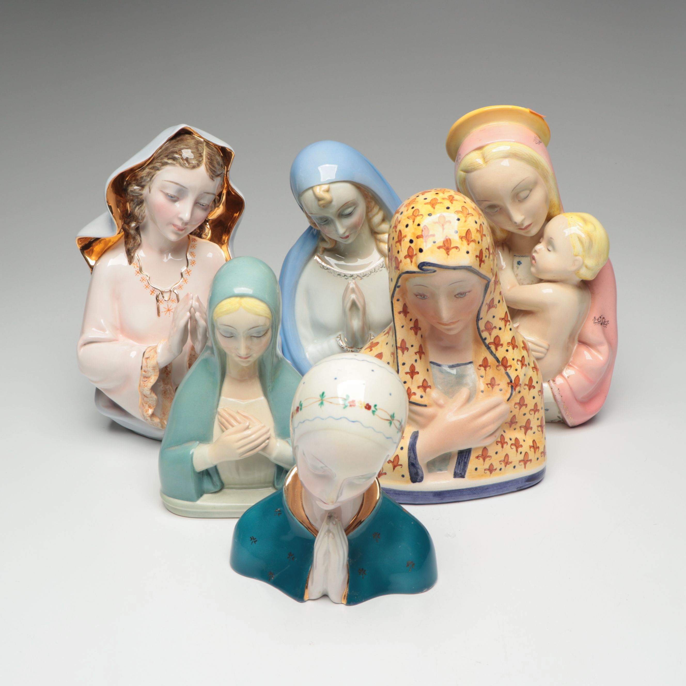 Lenci C.I.A. Manna and Other Italian Madonna Busts, Early to Mid-20th C.