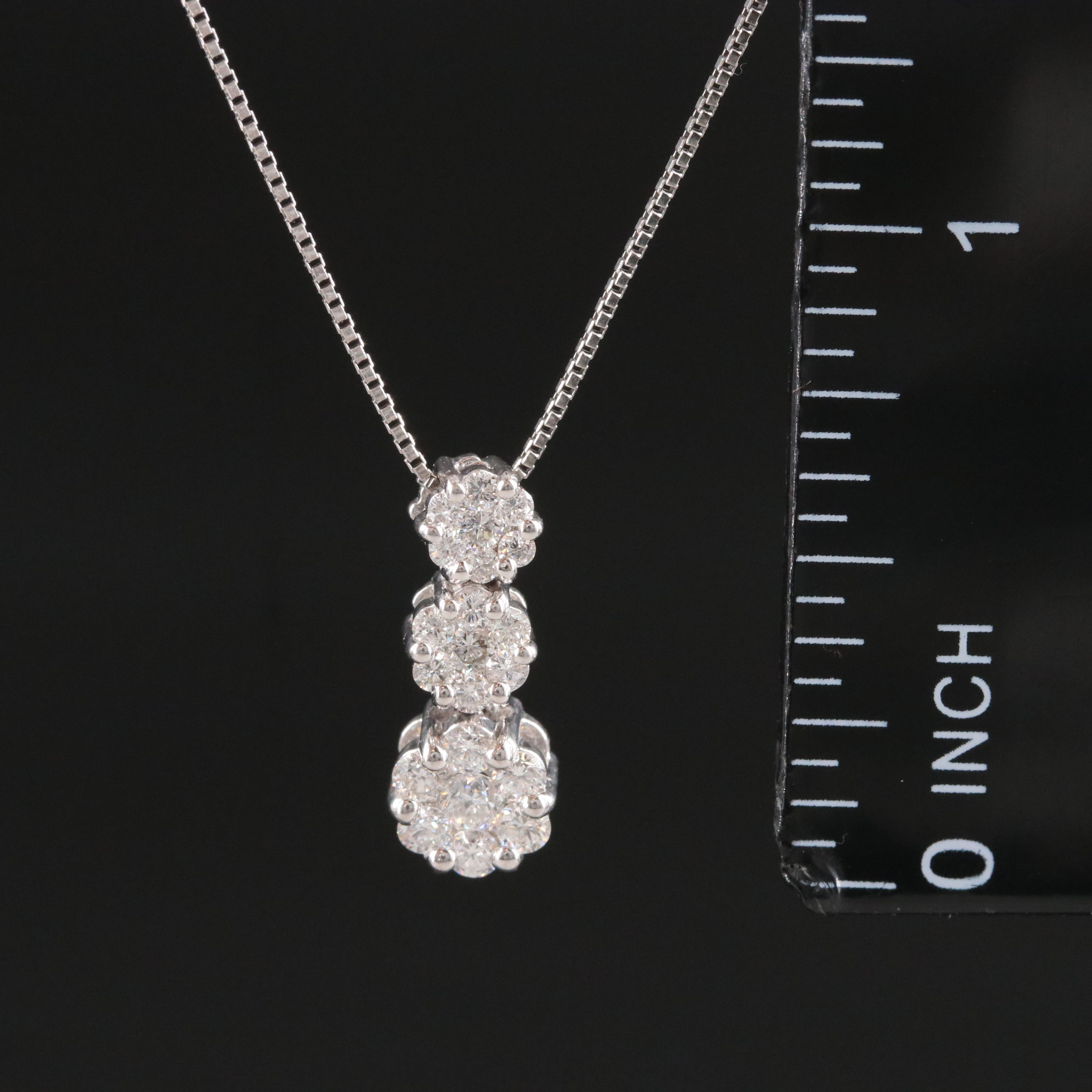 Platinum 0.50 CTW Diamond Tiered Cluster Pendant Necklace