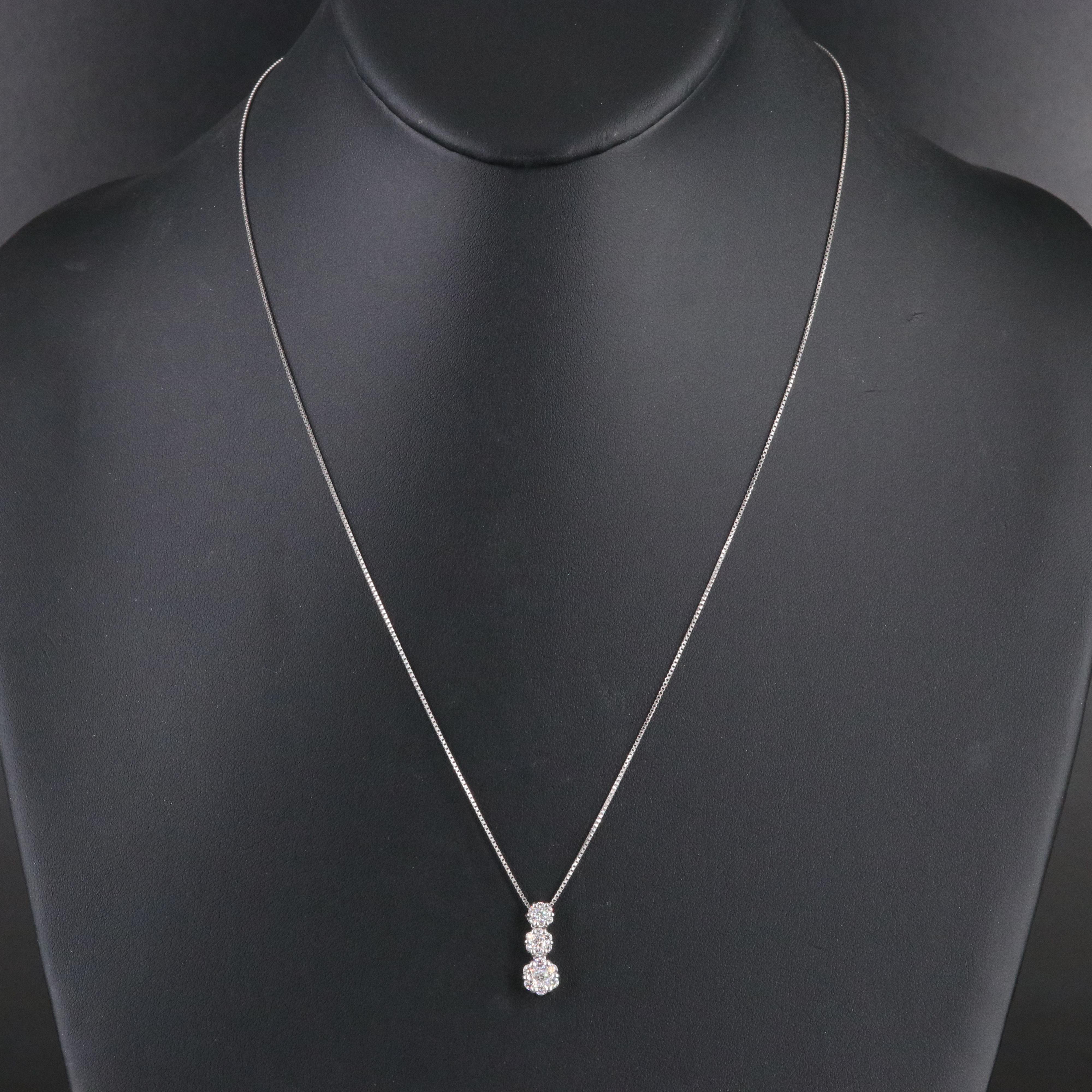 Platinum 0.50 CTW Diamond Tiered Cluster Pendant Necklace