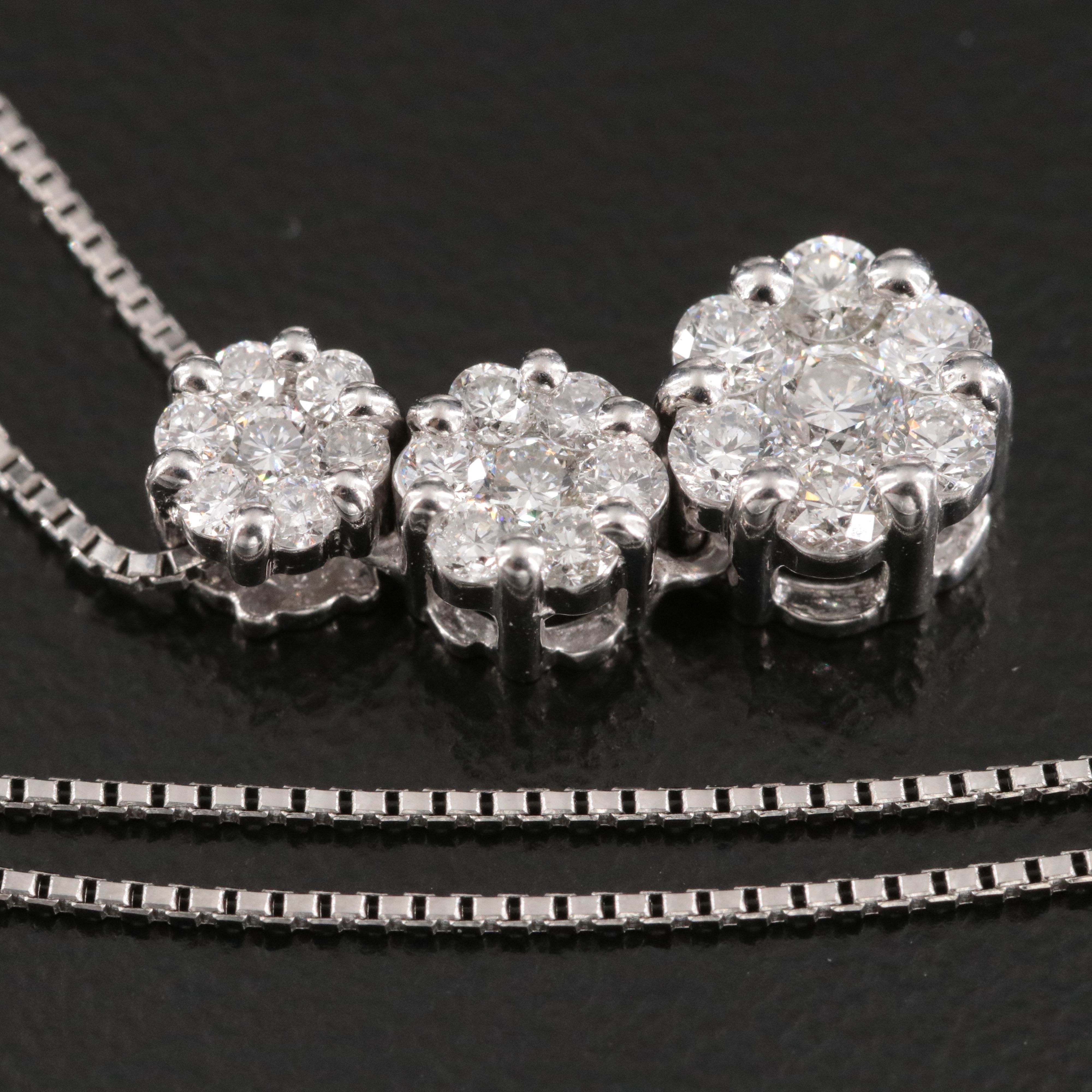 Platinum 0.50 CTW Diamond Tiered Cluster Pendant Necklace