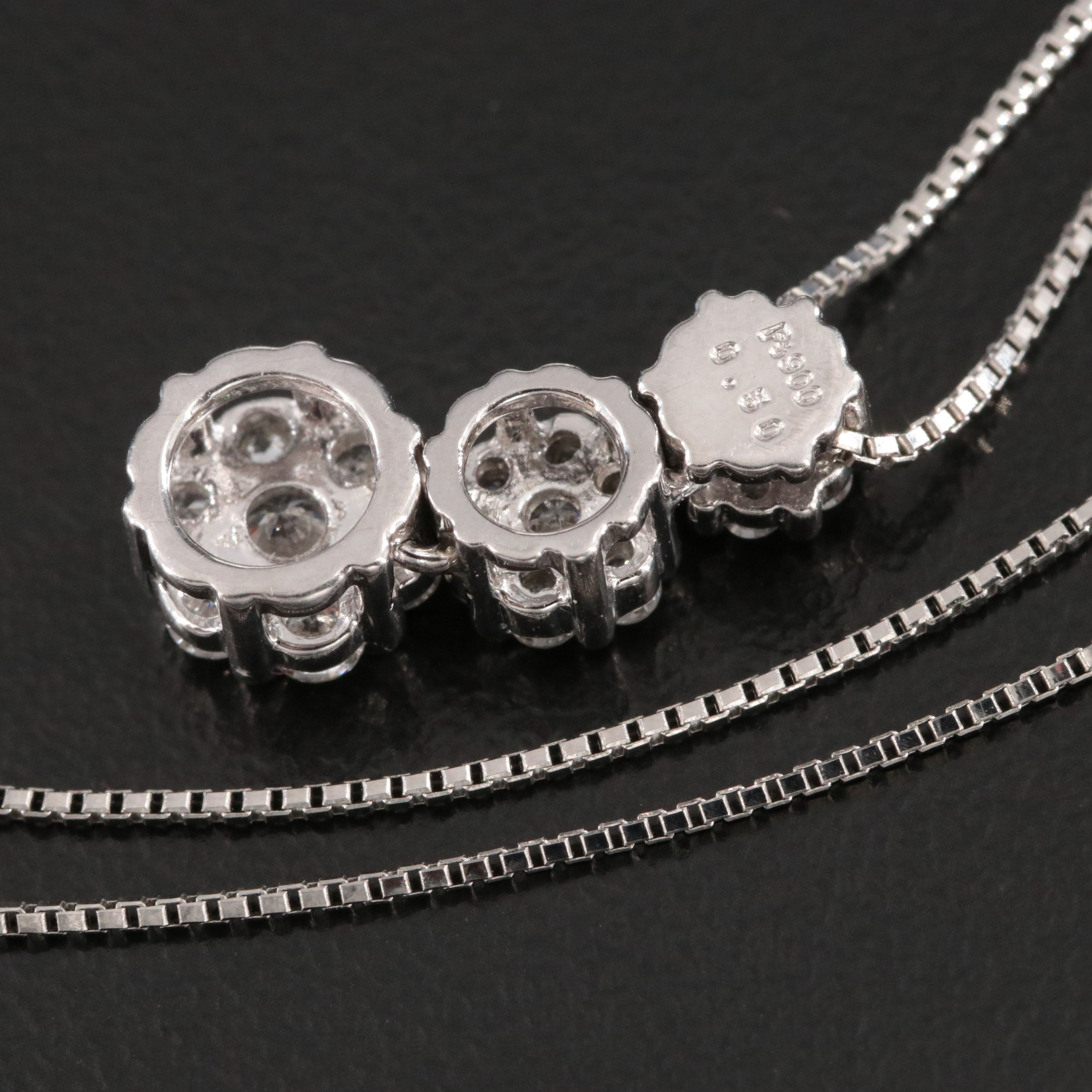 Platinum 0.50 CTW Diamond Tiered Cluster Pendant Necklace