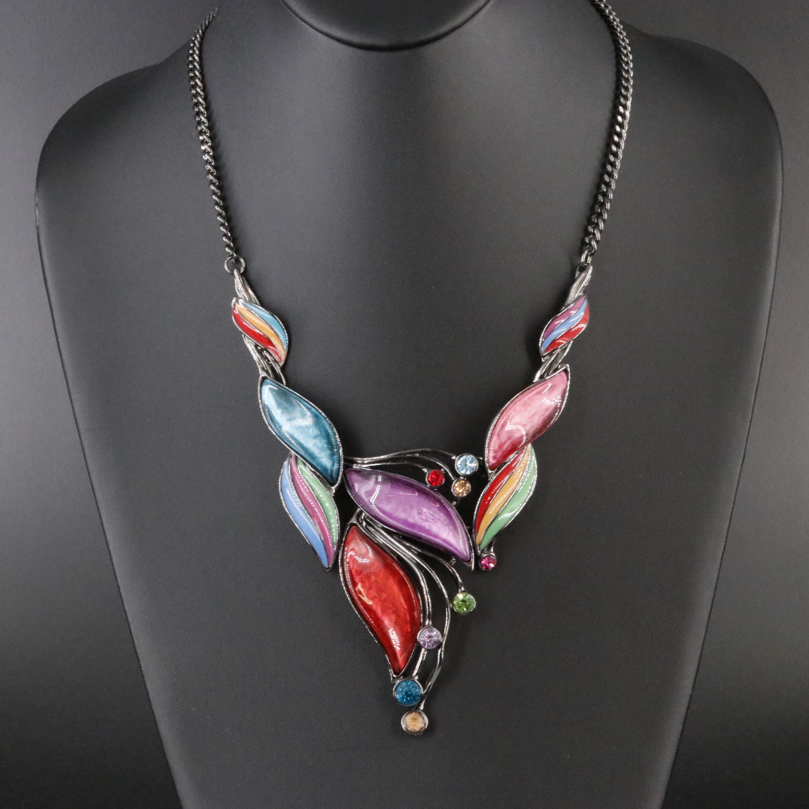 Chevron Necklace with Rhinestone Accents