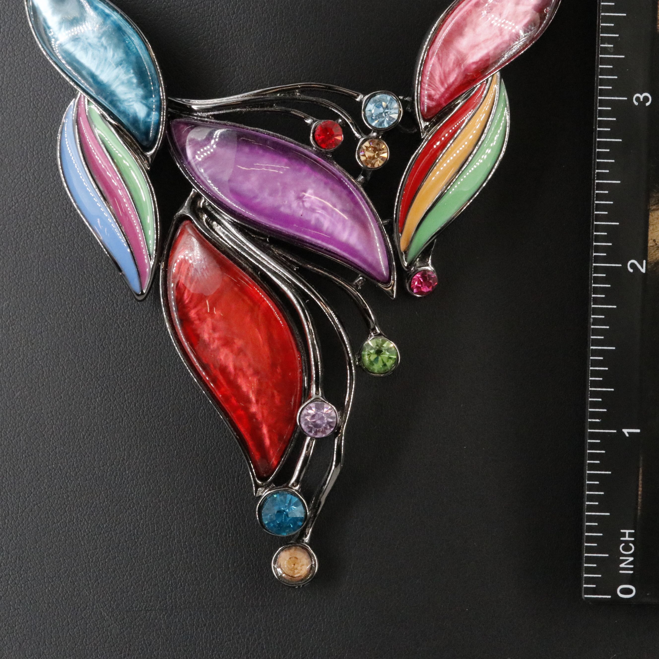 Chevron Necklace with Rhinestone Accents