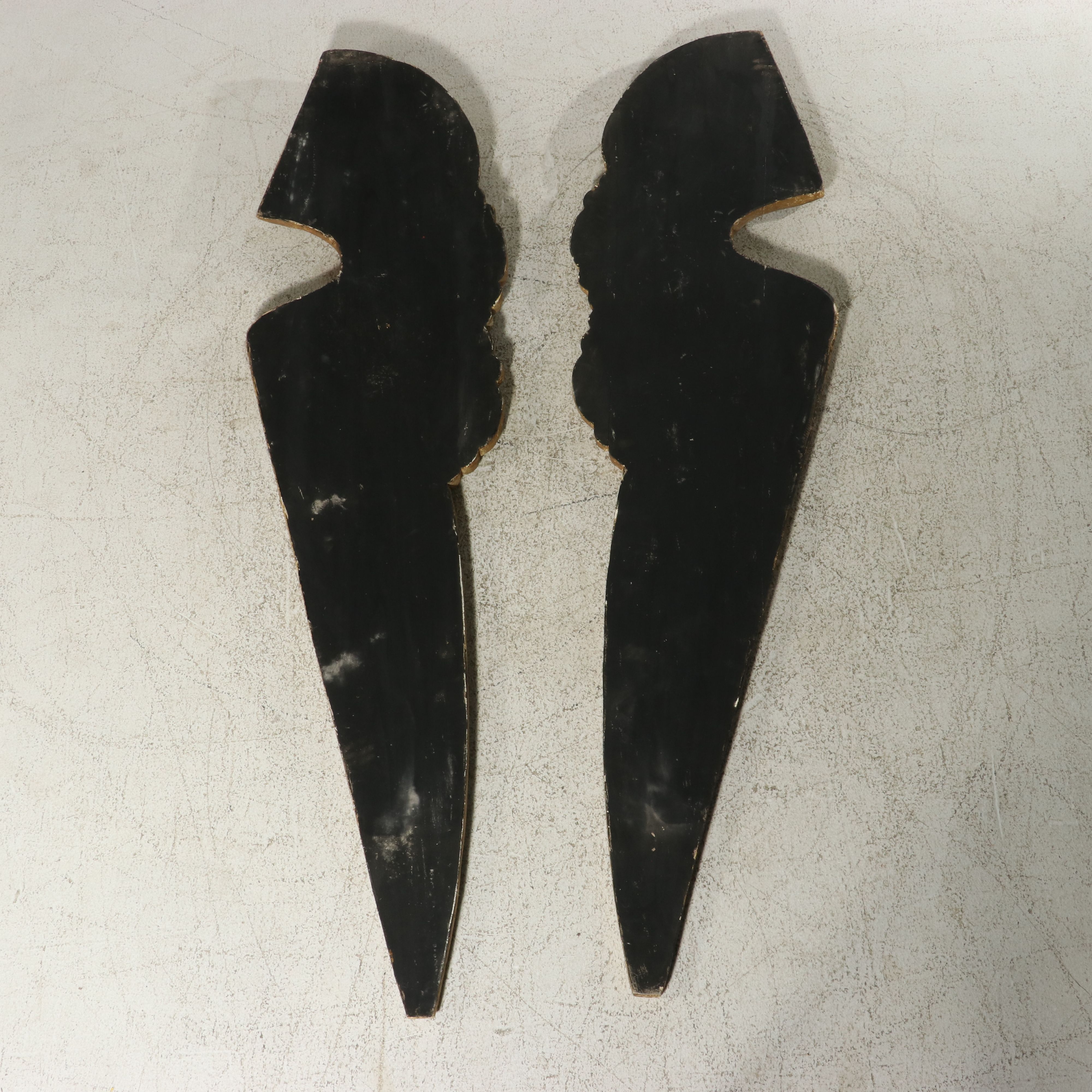 Pair of Monumental Carved Giltwood and Gesso Angel Wings