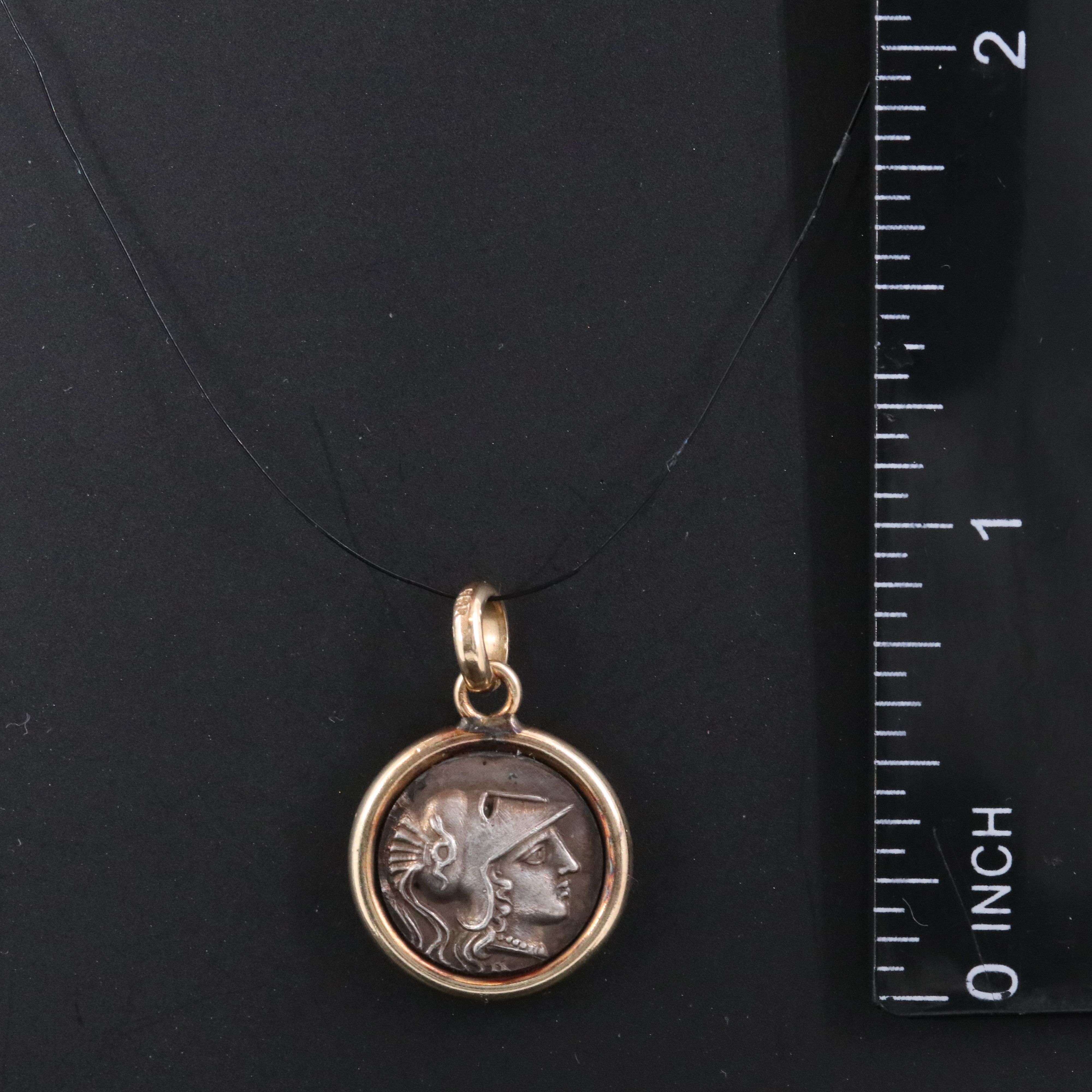 14K Pendant with Reproduction Ancient Greek Silver Drachm Coin
