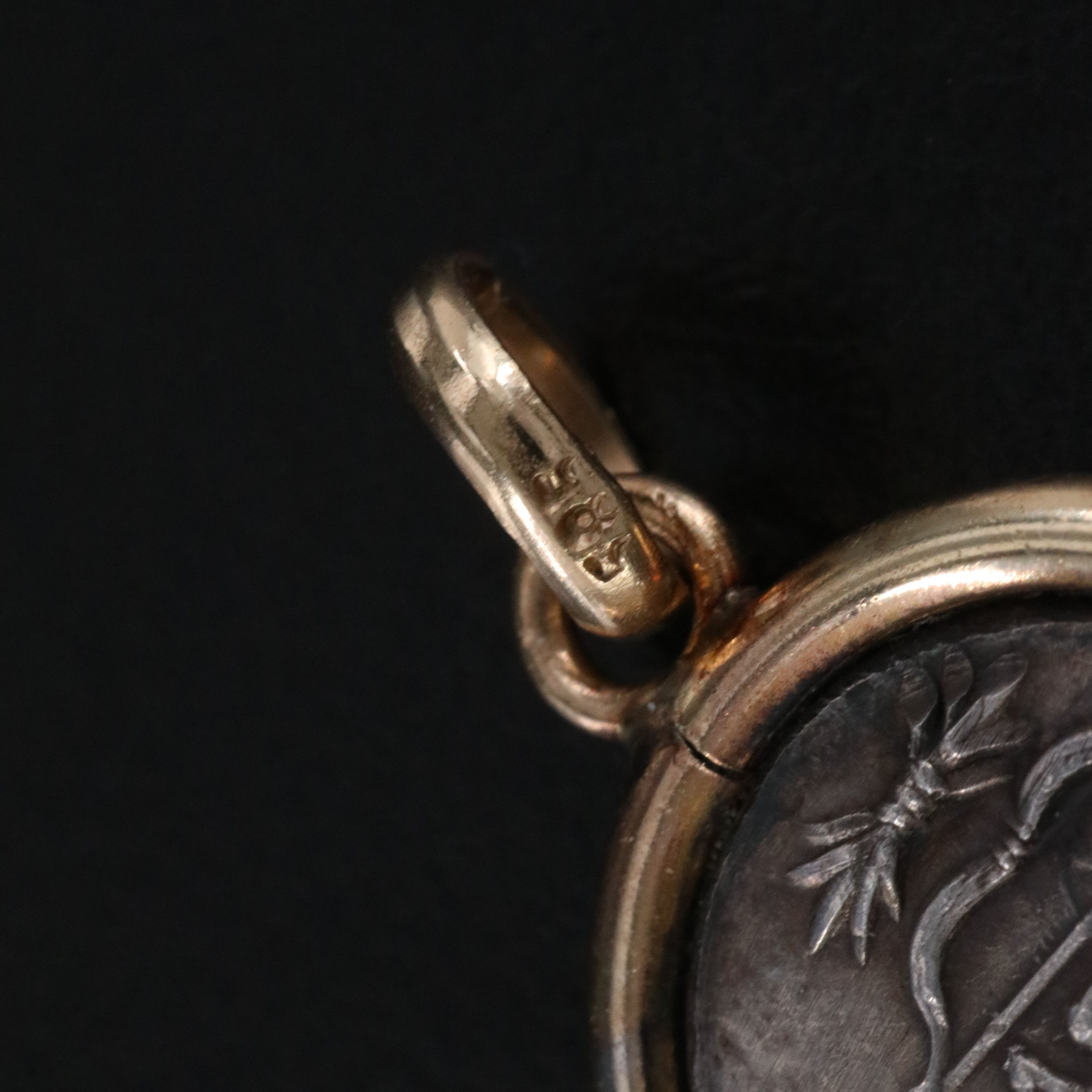 14K Pendant with Reproduction Ancient Greek Silver Drachm Coin